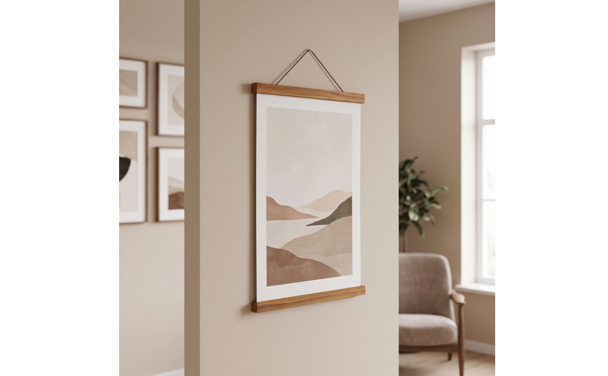 Magnetized Poster Hanger Frame Hanging Wooden Poster Hanger Minimalist