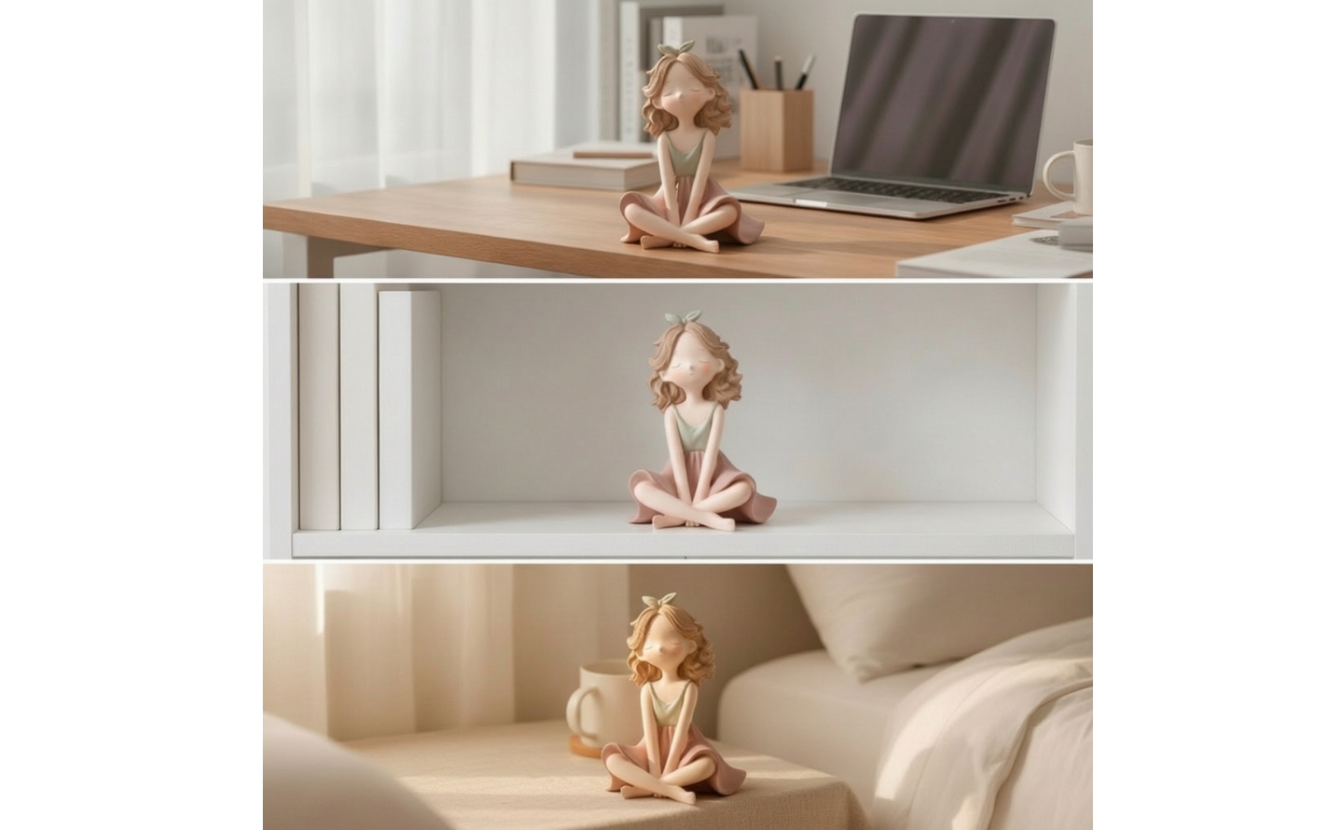Mädchenfigur mit Schleife niedlich Mädchenfigur aus Kunstharz verspielt