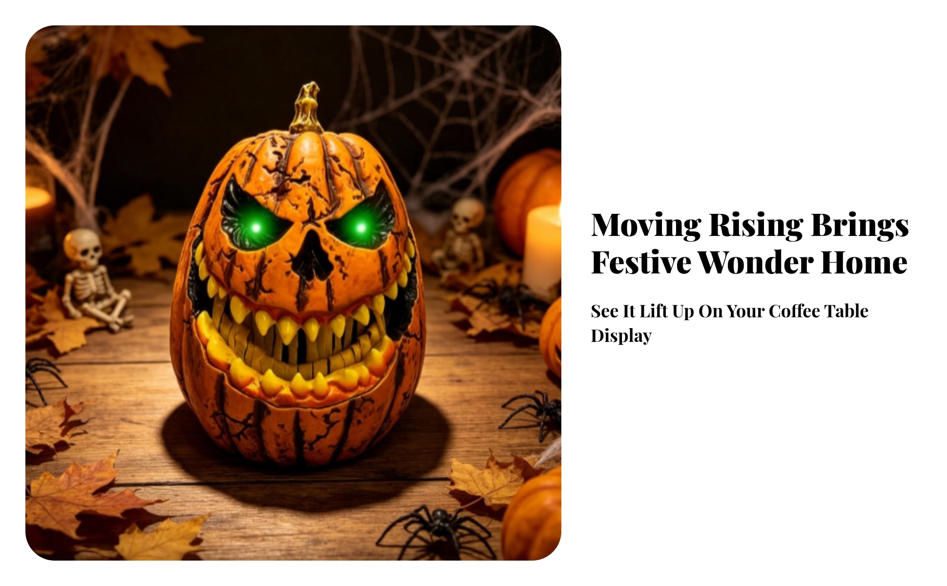 Pumpkin Animatronic with Skull Face Animated Lift-up Pumpkin Ornament Tabletop