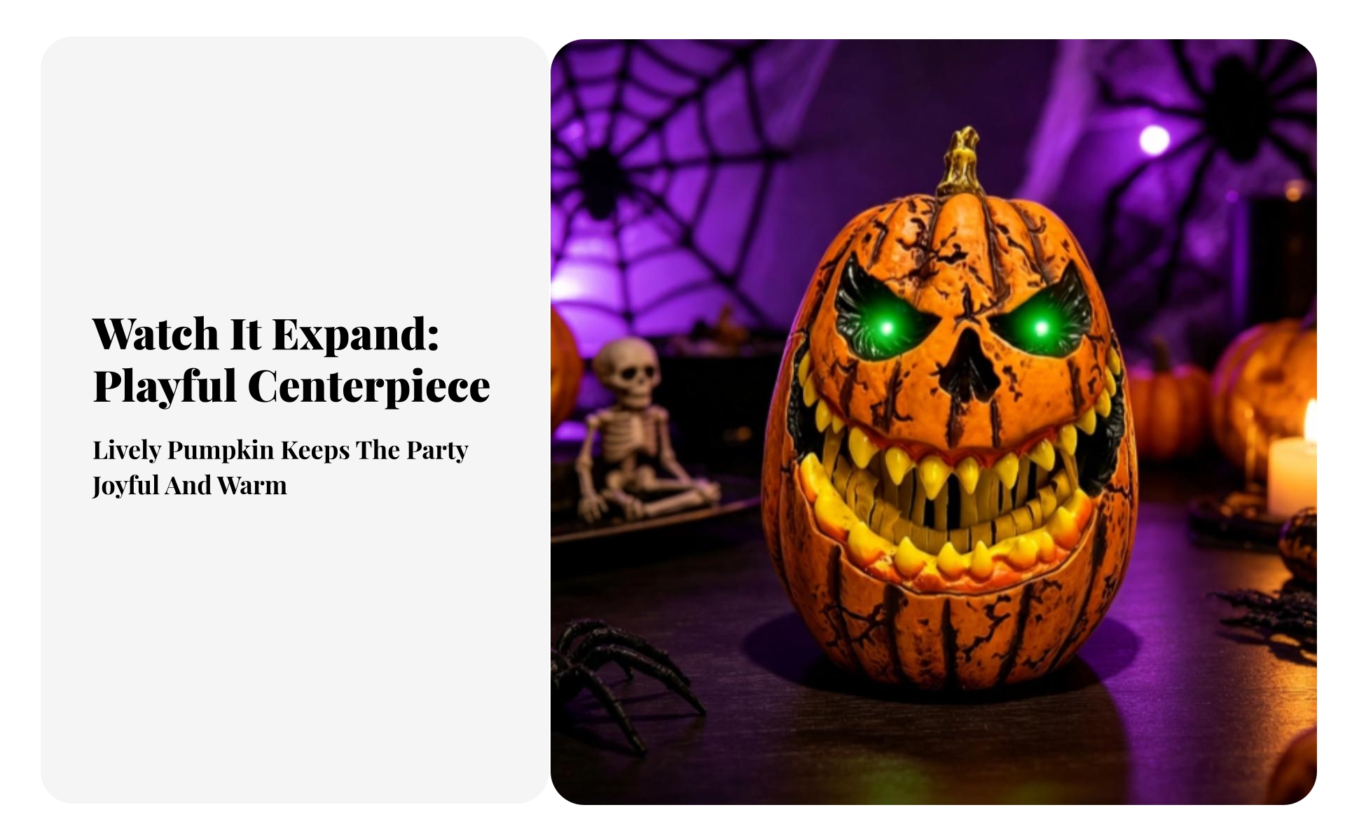 Pumpkin Animatronic with Skull Face Animated Lift-up Pumpkin Ornament Tabletop