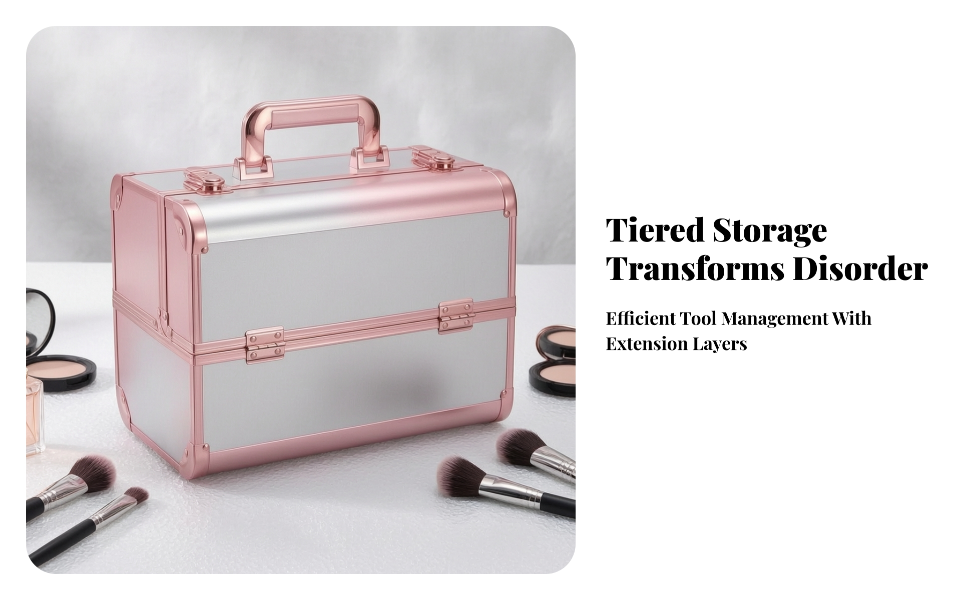 Makeup Case with Fold-out Trays Professional Makeup Train Case Portable