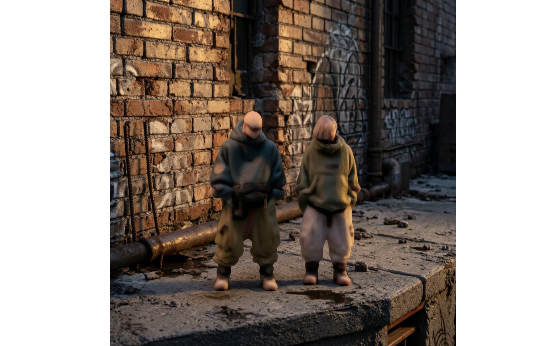 Couple Miniature Figure Streetwear Miniature Couple Figures Industrial-Style