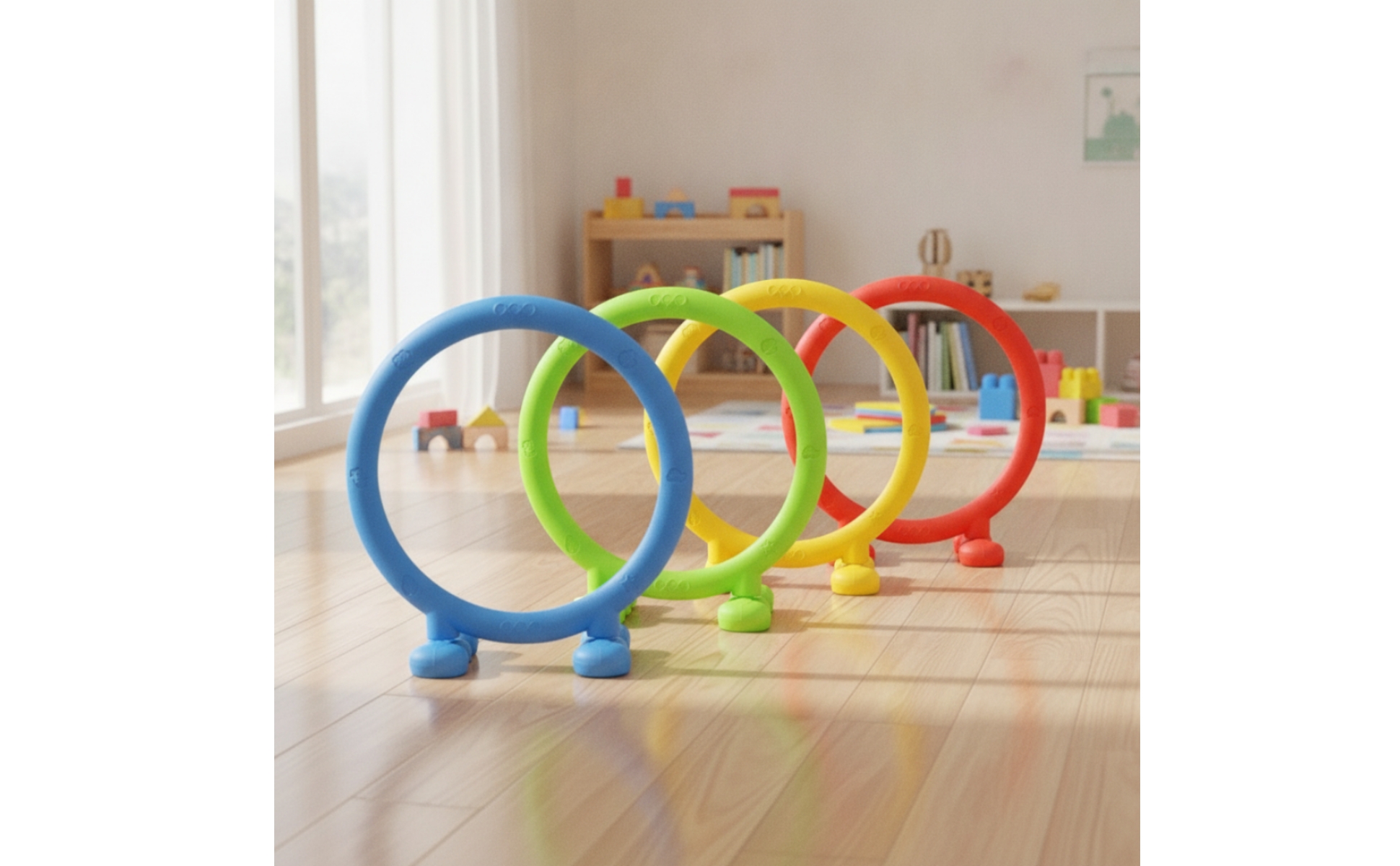 4 Pieces Freestanding Hoops with Bases Floor-Standing Obstacle Course Hoops