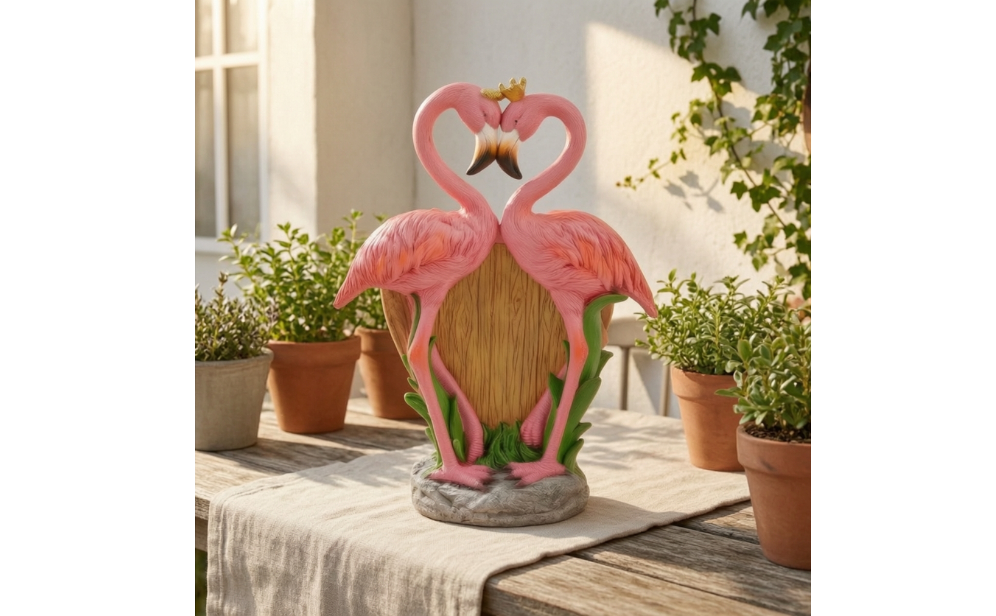 Flamingo Planter Heart-Shaped Flamingo Statue with Planter Resin for Gardeners
