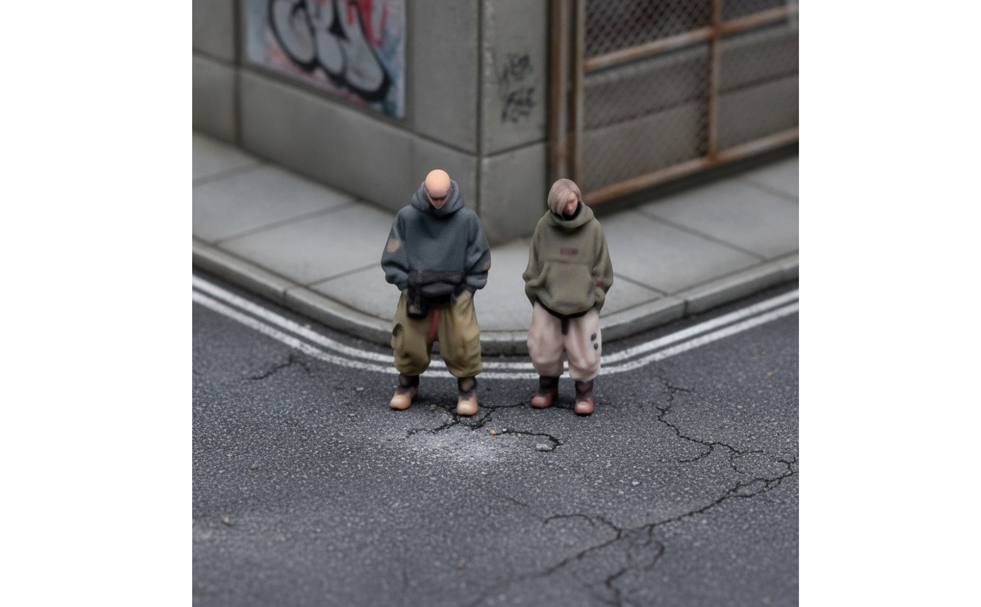 Couple Miniature Figure Streetwear Miniature Couple Figures Industrial-Style
