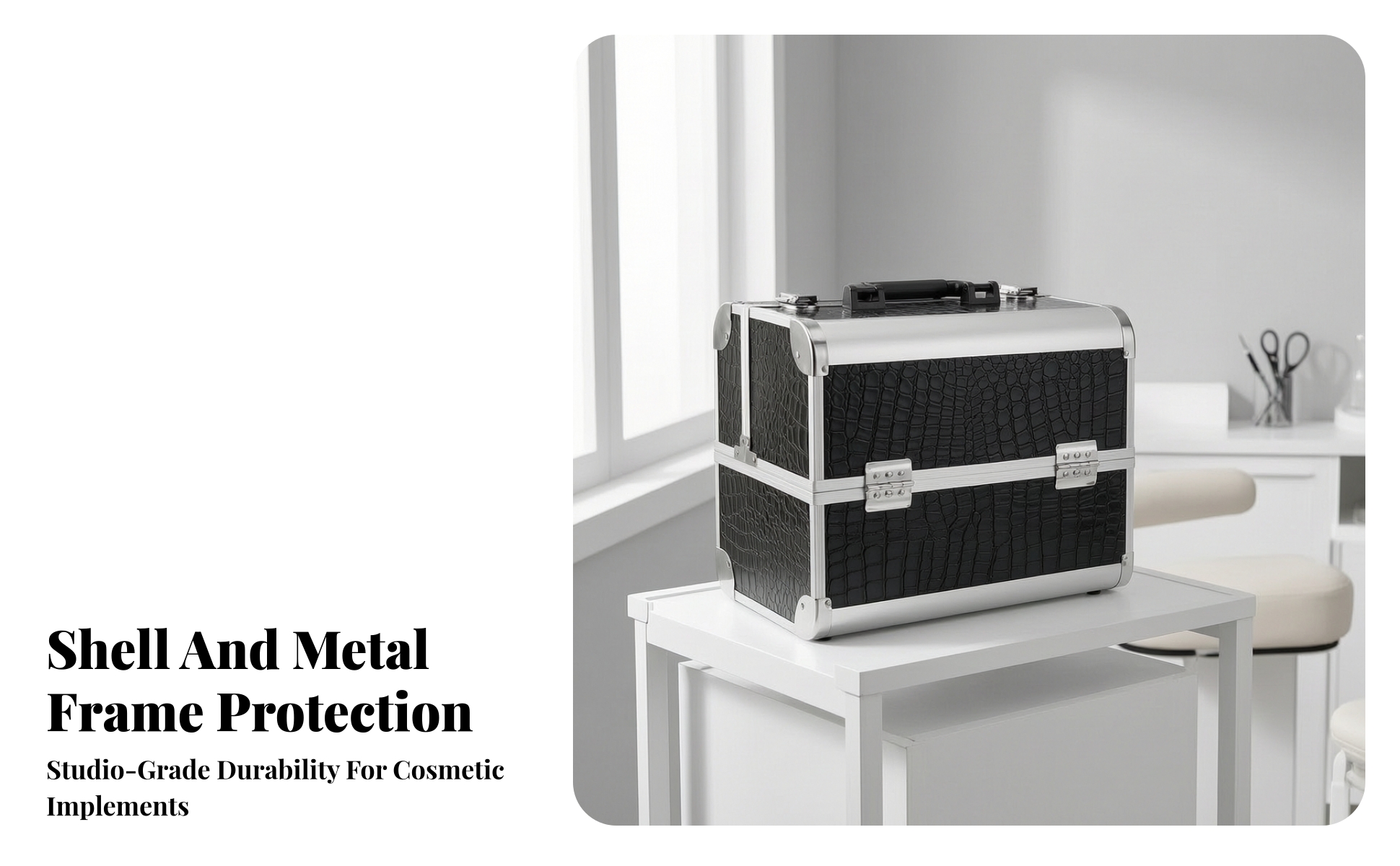 Cosmetic Storage Case Hard-Shell Makeup Organizer with Trays Portable for Travel