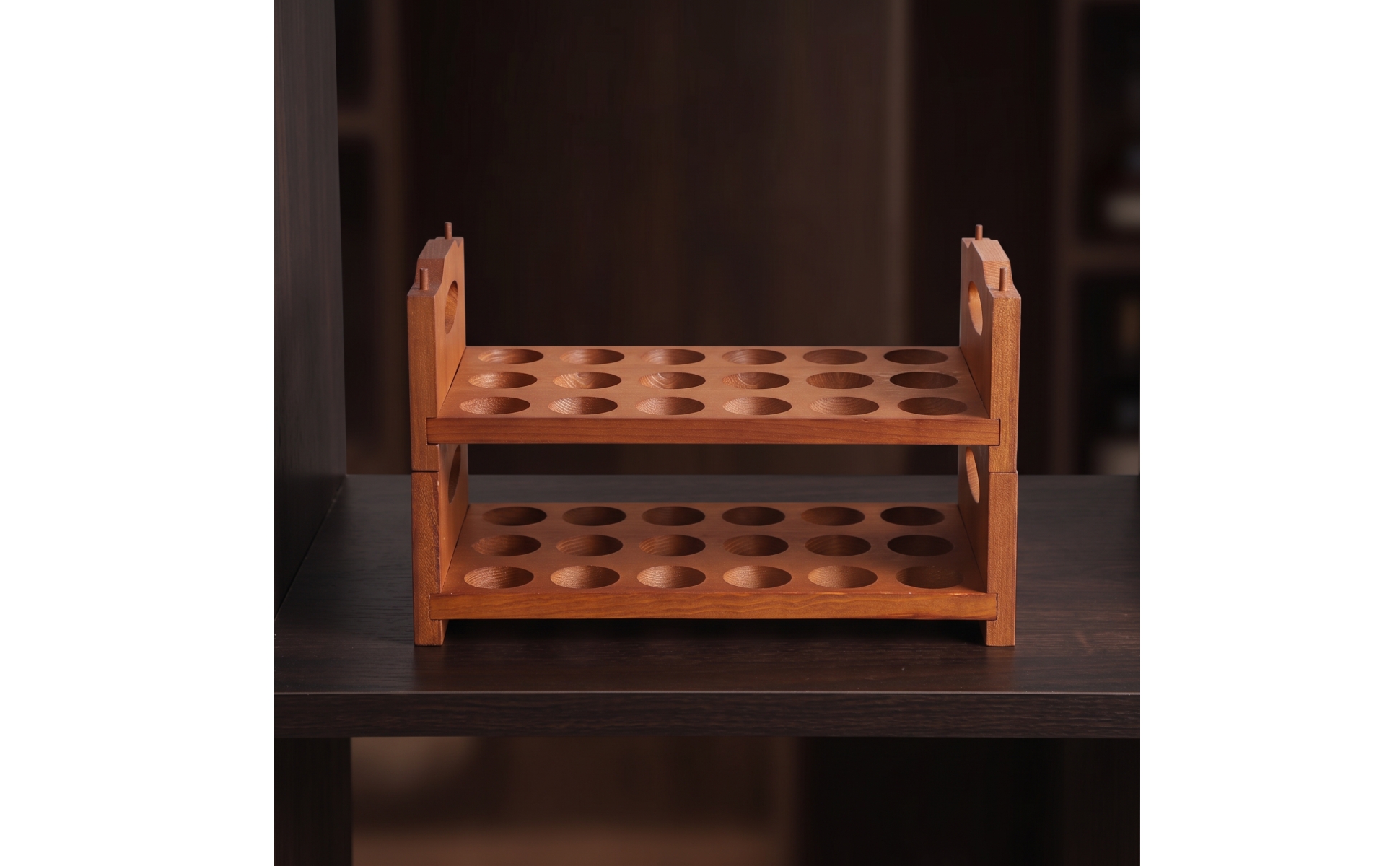 Wooden Egg Rack Two-Tier Countertop Egg Rack Solid Wood for Kitchen