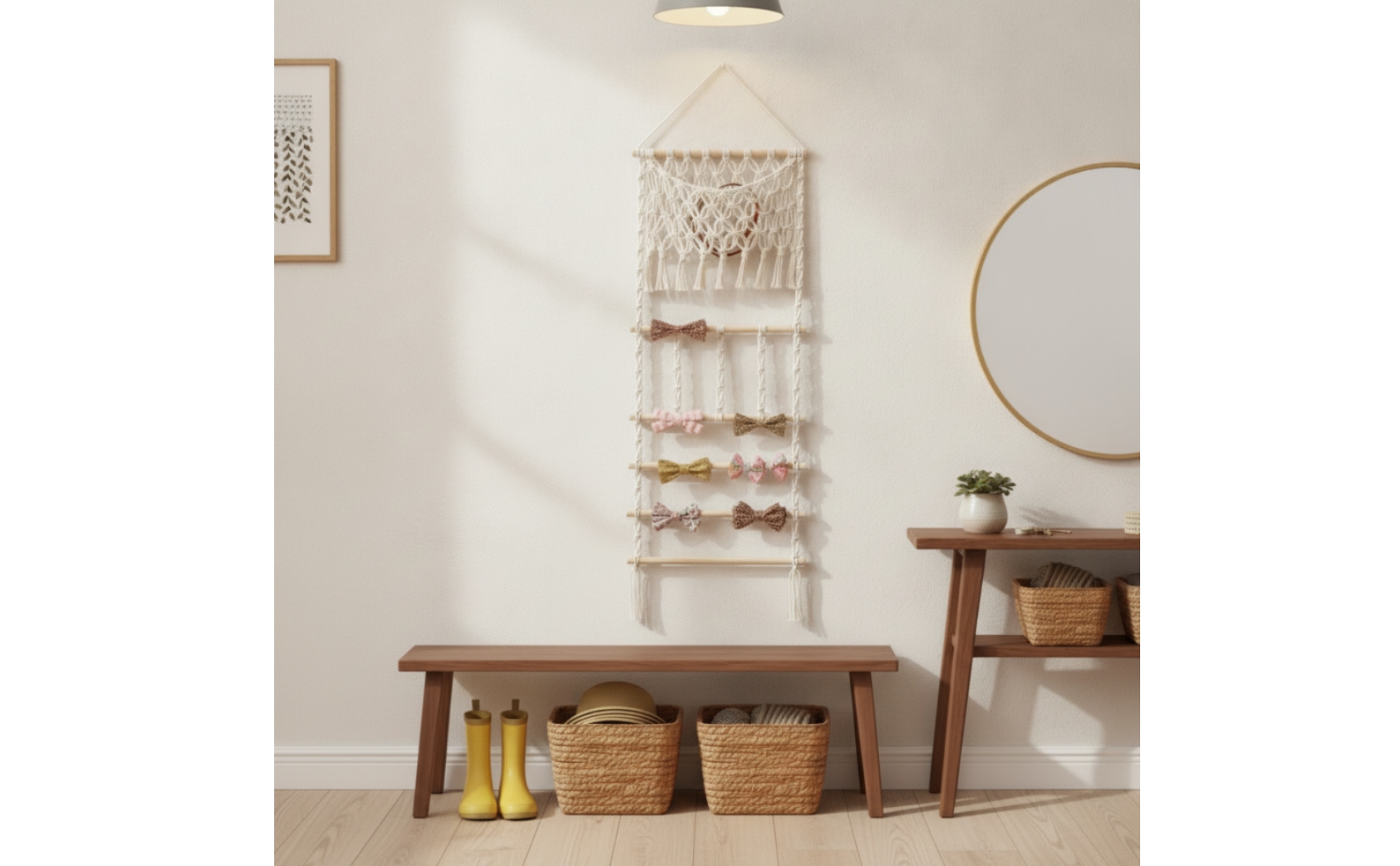 Macrame Wall Hanging with Pocket Decorative Woven Wall Pocket Handmade