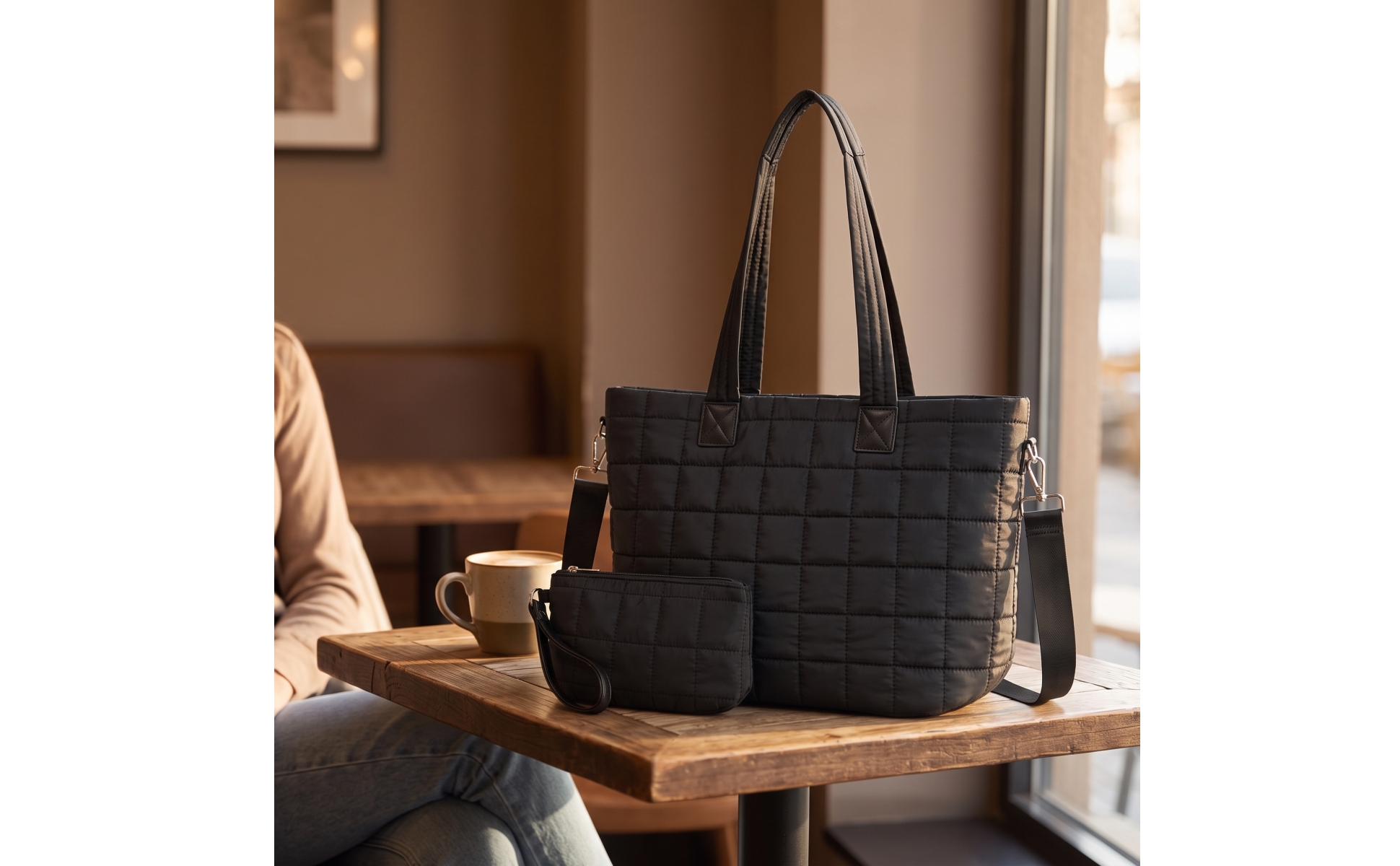 Tote Bag with Laptop Compartment Puffy for Office, School, Commuters, Students