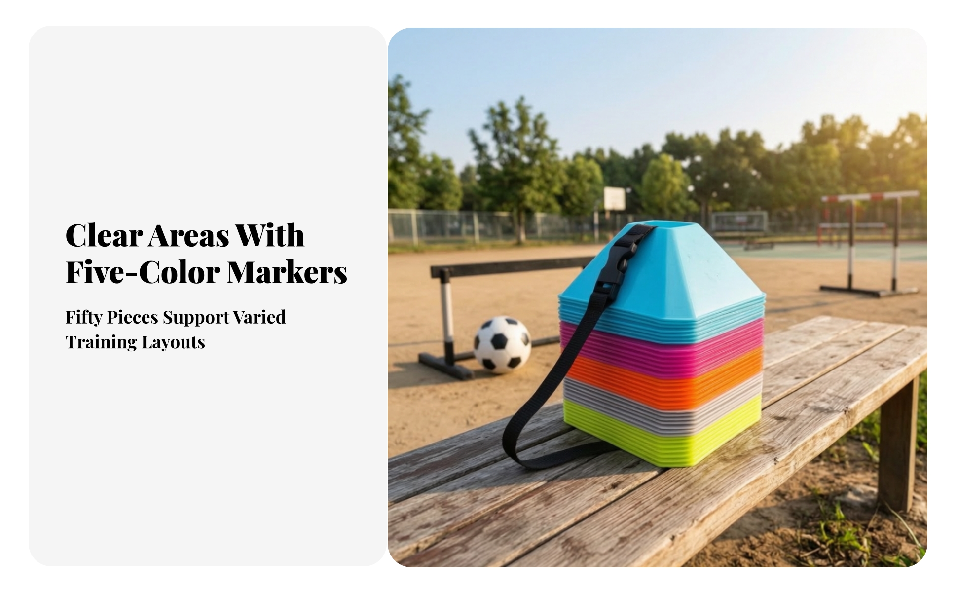 50 Pieces Marker Cones with Carrying Strap Colorful Stackable Training Cones