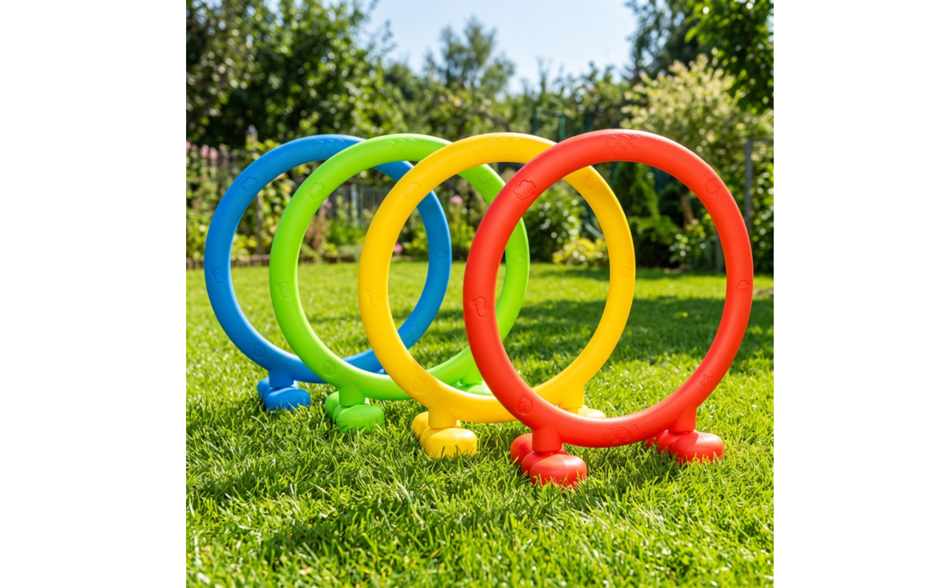 4 Pieces Freestanding Hoops with Bases Floor-Standing Obstacle Course Hoops