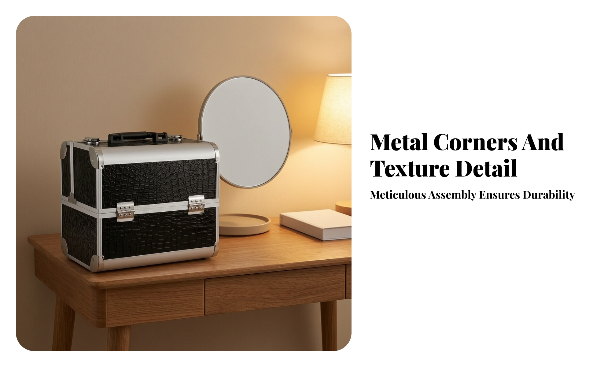 Cosmetic Storage Case Hard-Shell Makeup Organizer with Trays Portable for Travel