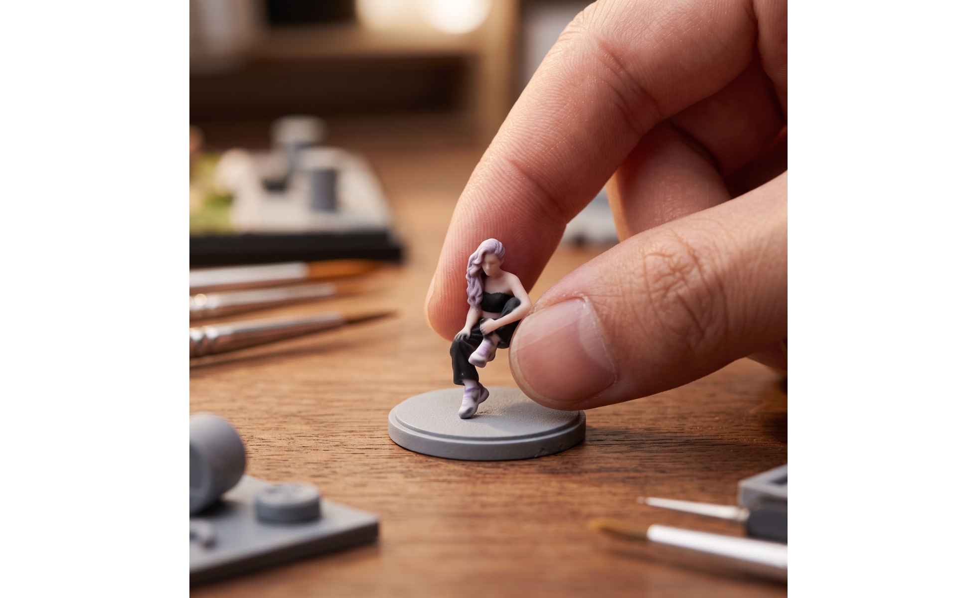 Miniature Female Figure Seated 1/64 Scale Figurine Collectible for Desktop Decor