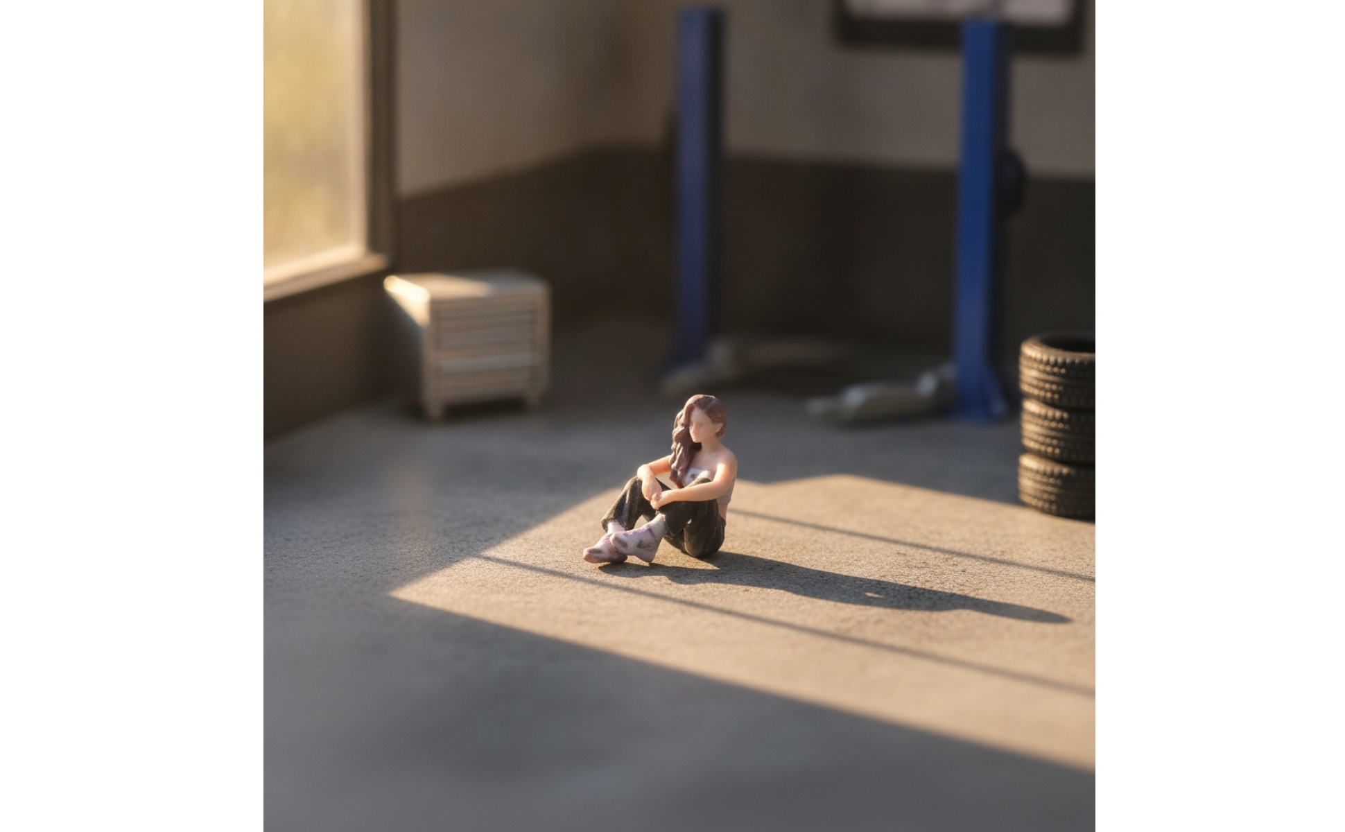 Miniature Female Figure Seated 1/64 Scale Figurine Collectible for Desktop Decor