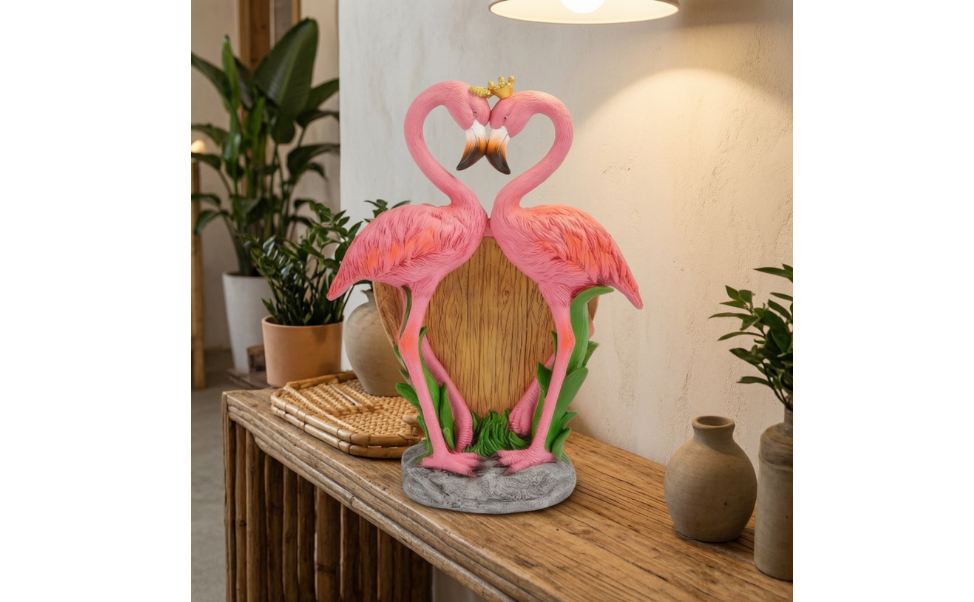 Flamingo Planter Heart-Shaped Flamingo Statue with Planter Resin for Gardeners