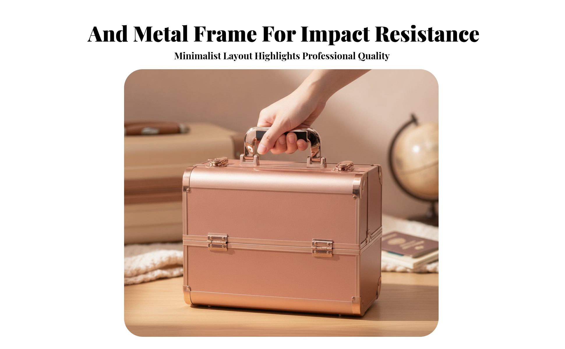 Cosmetic Storage Case Hard-Shell Makeup Organizer with Trays Portable for Travel