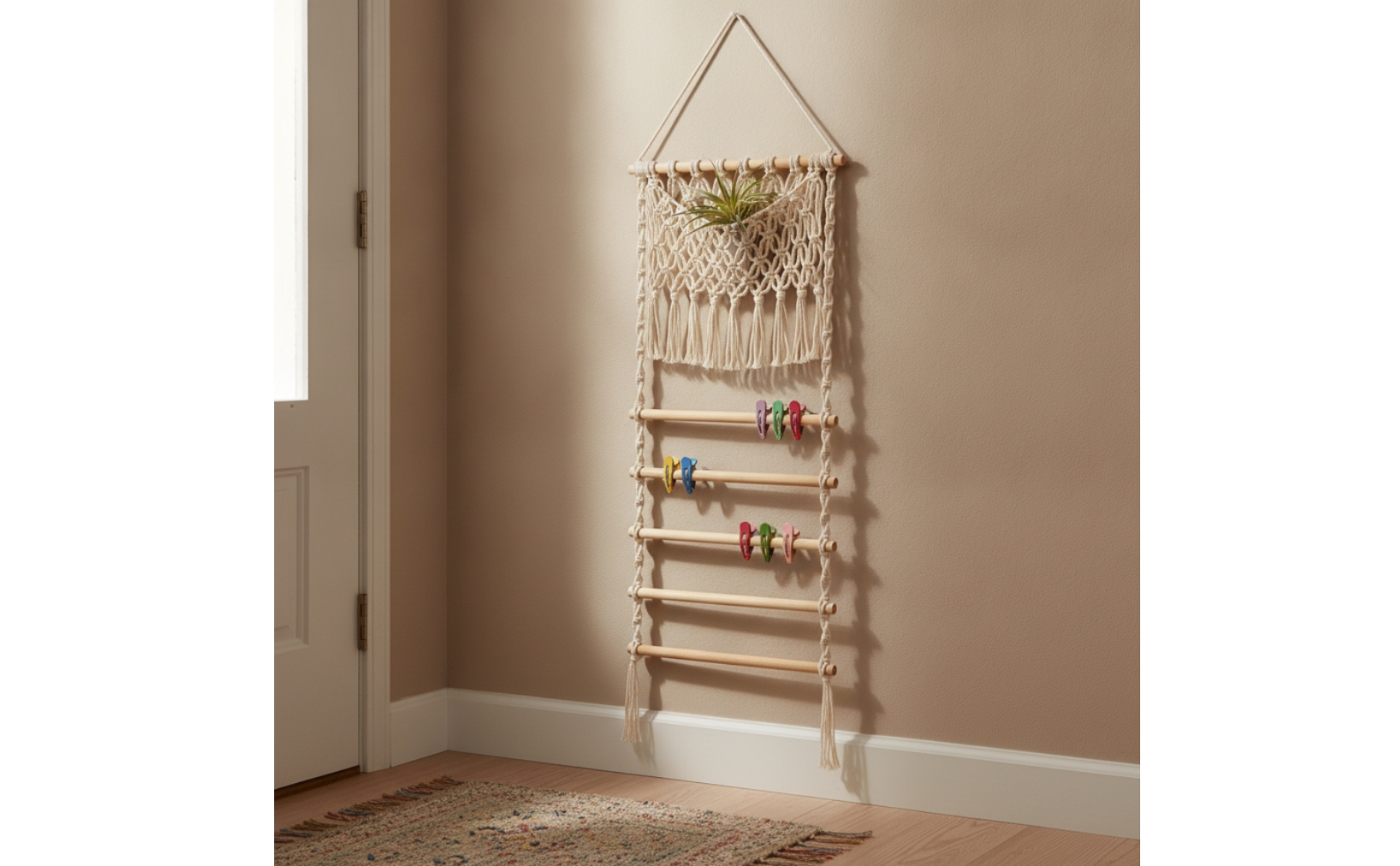 Macrame Wall Hanging with Pocket Decorative Woven Wall Pocket Handmade