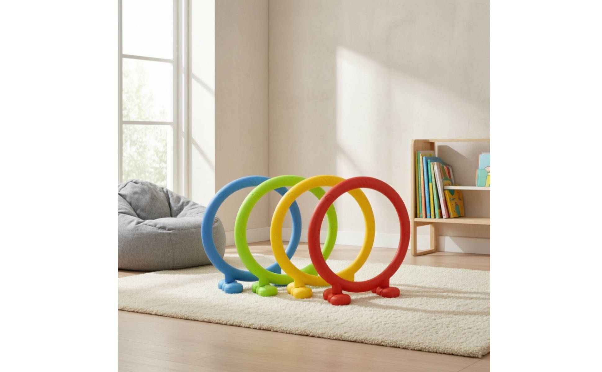 4 Pieces Freestanding Hoops with Bases Floor-Standing Obstacle Course Hoops
