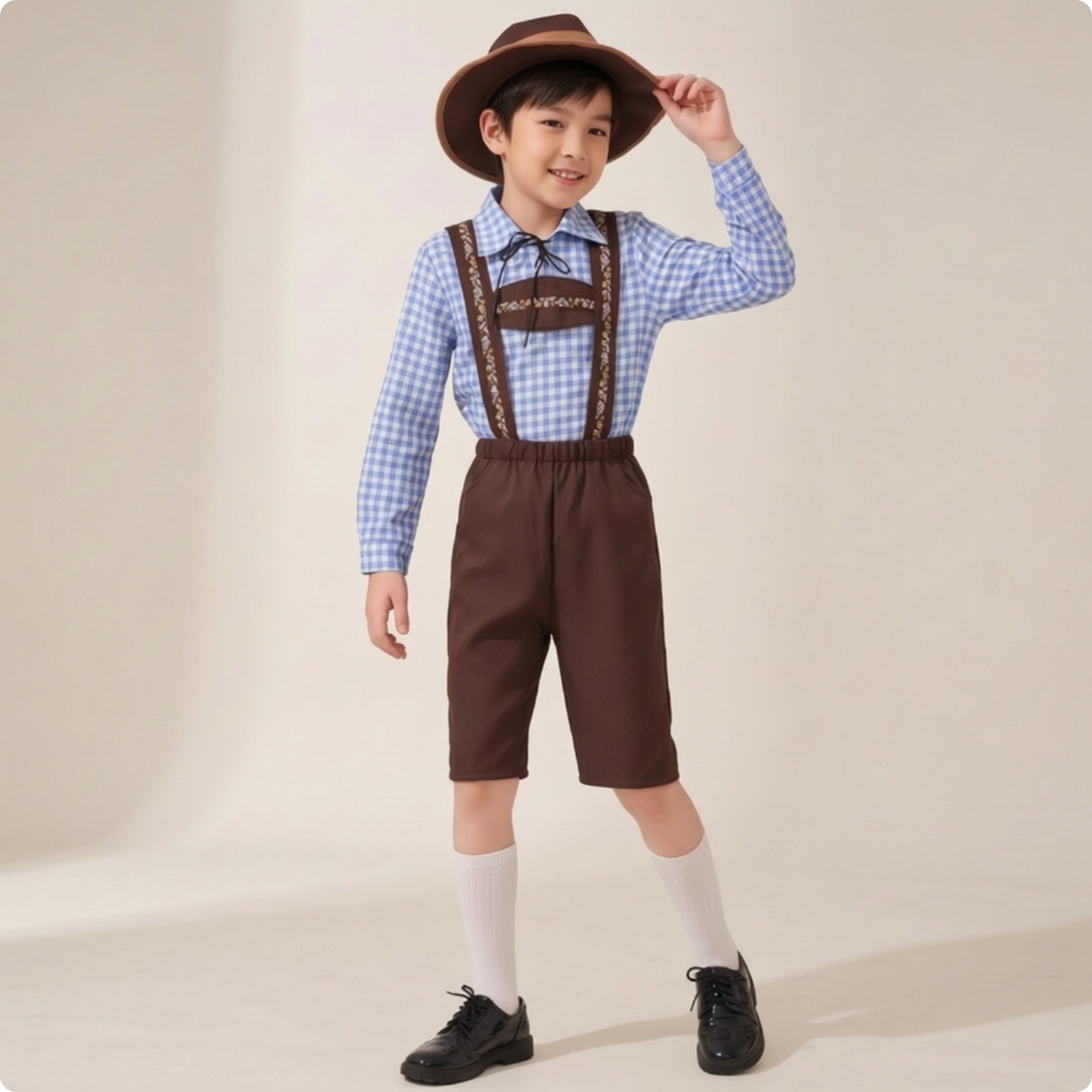 Lederhosen Costume with Hat Suede-Like Lederhosen Costume Classic for Children