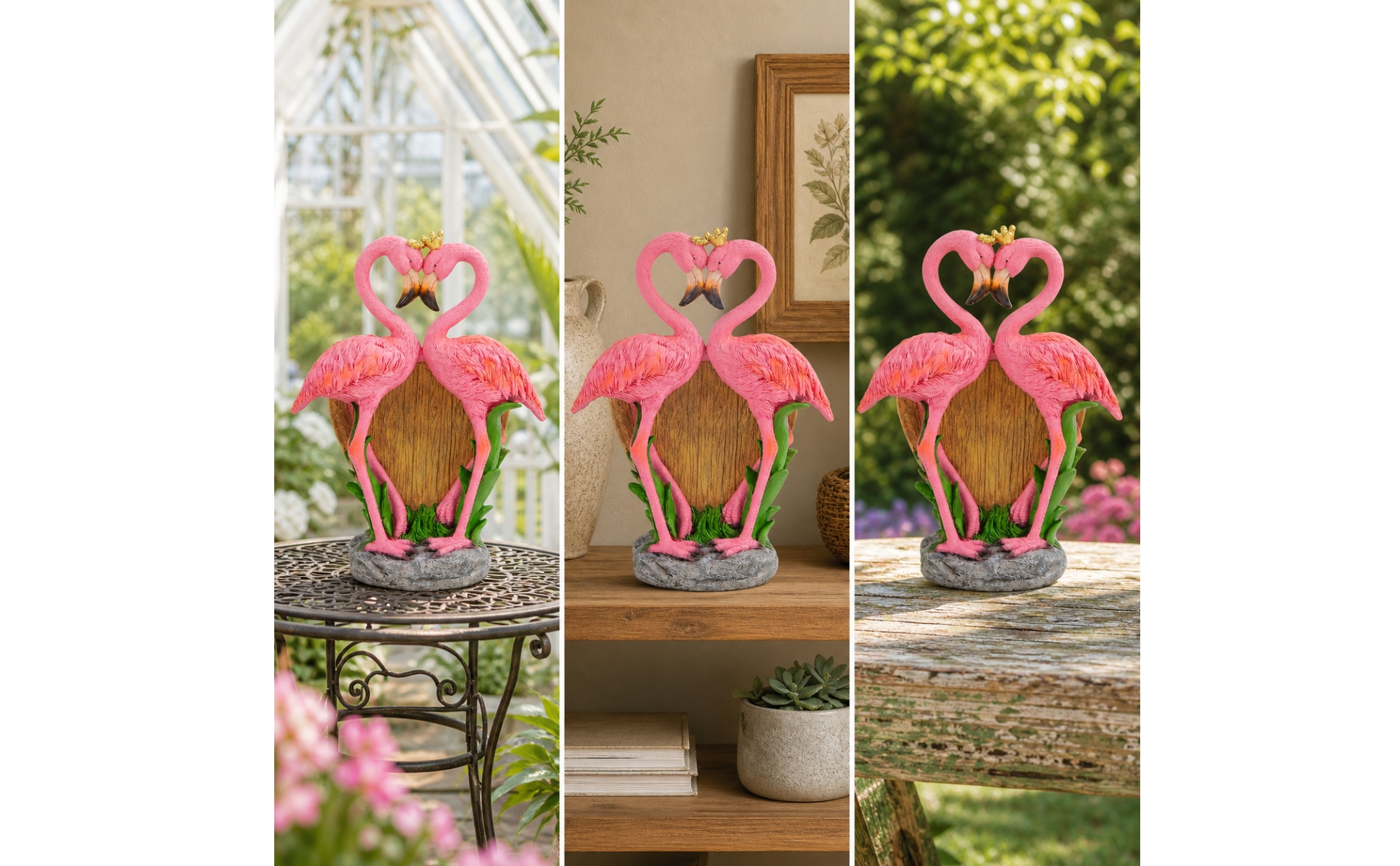 Flamingo Planter Heart-Shaped Flamingo Statue with Planter Resin for Gardeners