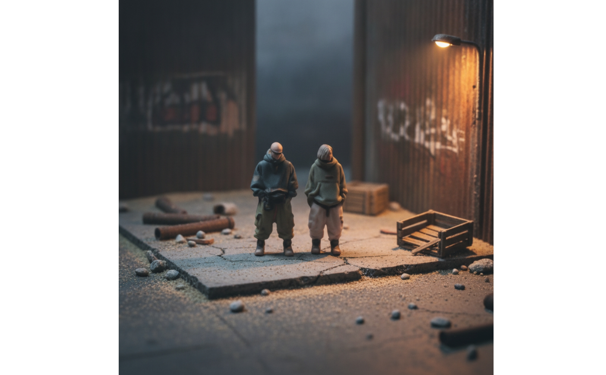 Couple Miniature Figure Streetwear Miniature Couple Figures Industrial-Style