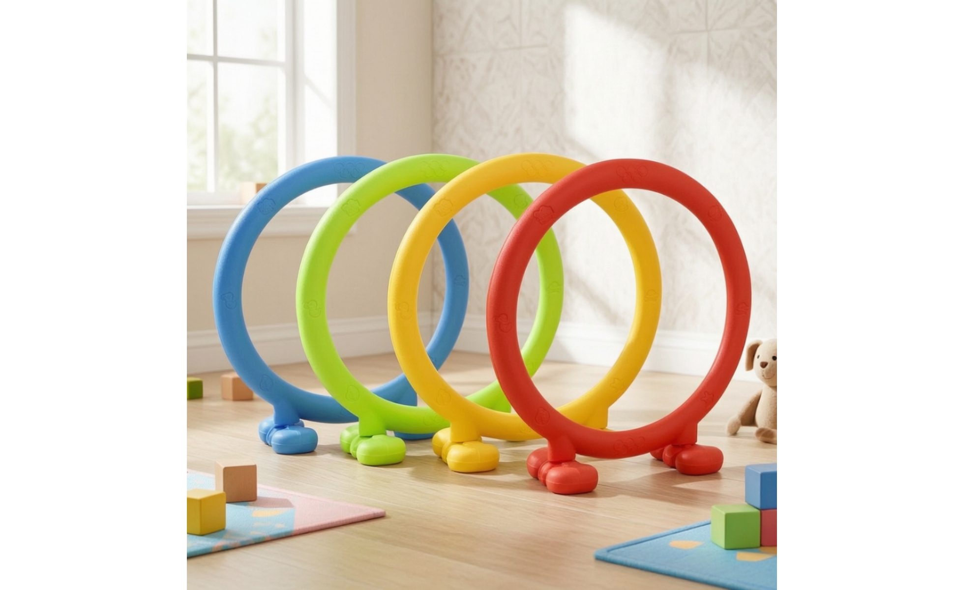4 Pieces Freestanding Hoops with Bases Floor-Standing Obstacle Course Hoops