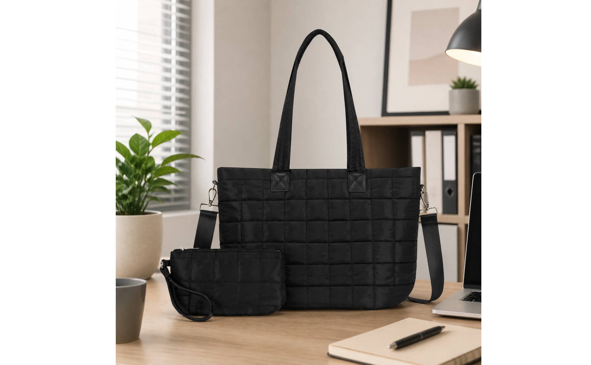 Tote Bag with Laptop Compartment Puffy for Office, School, Commuters, Students