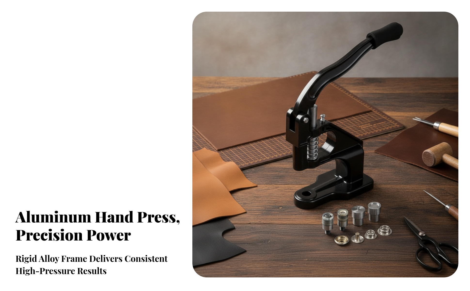 Rivet Press with Clamping Base Adjustable for Workbench, Leatherworkers, Tailors