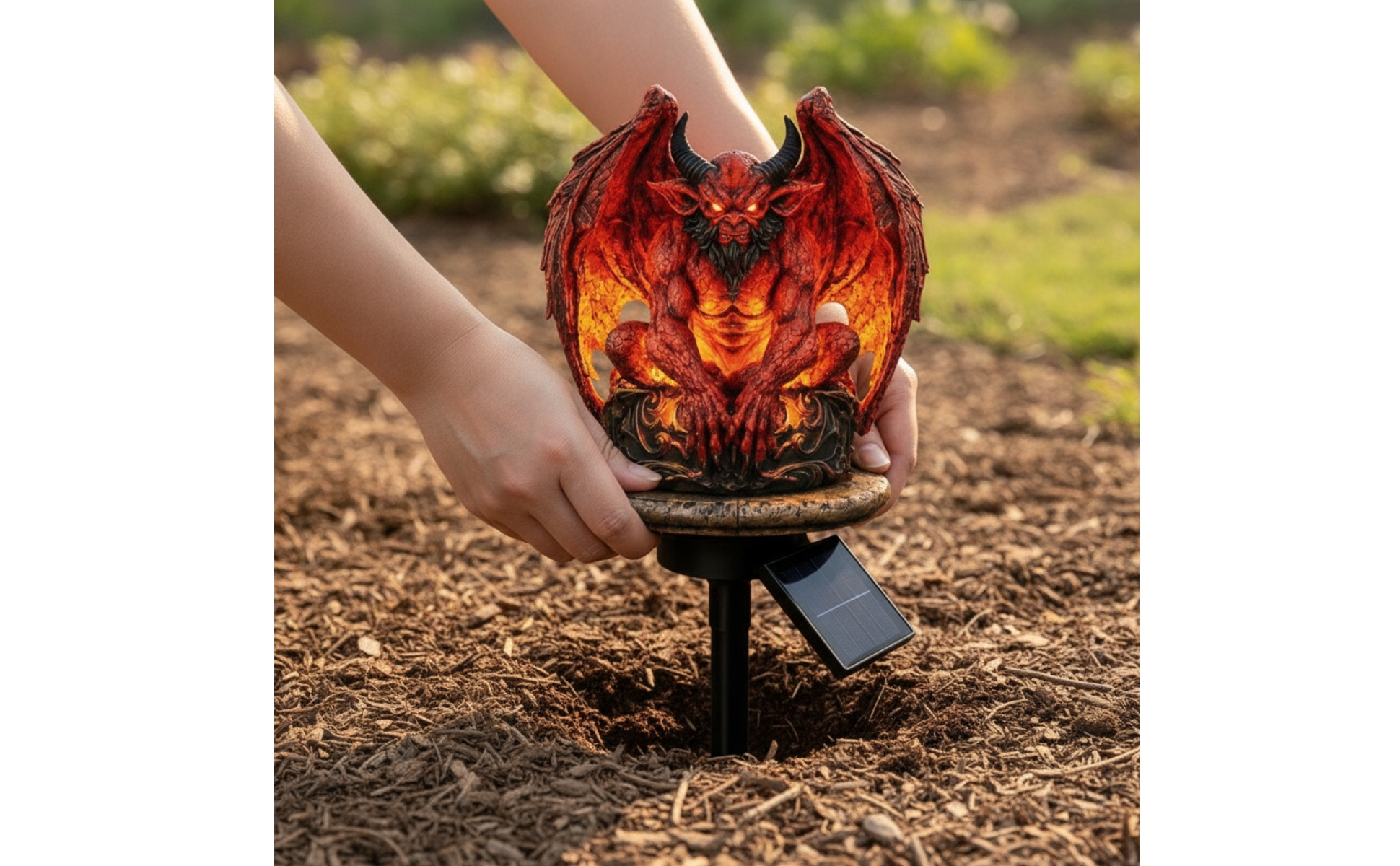 Gargoyle Garden Statue Light Gothic Gargoyle Garden Lamp Glowing Eyes for Patio