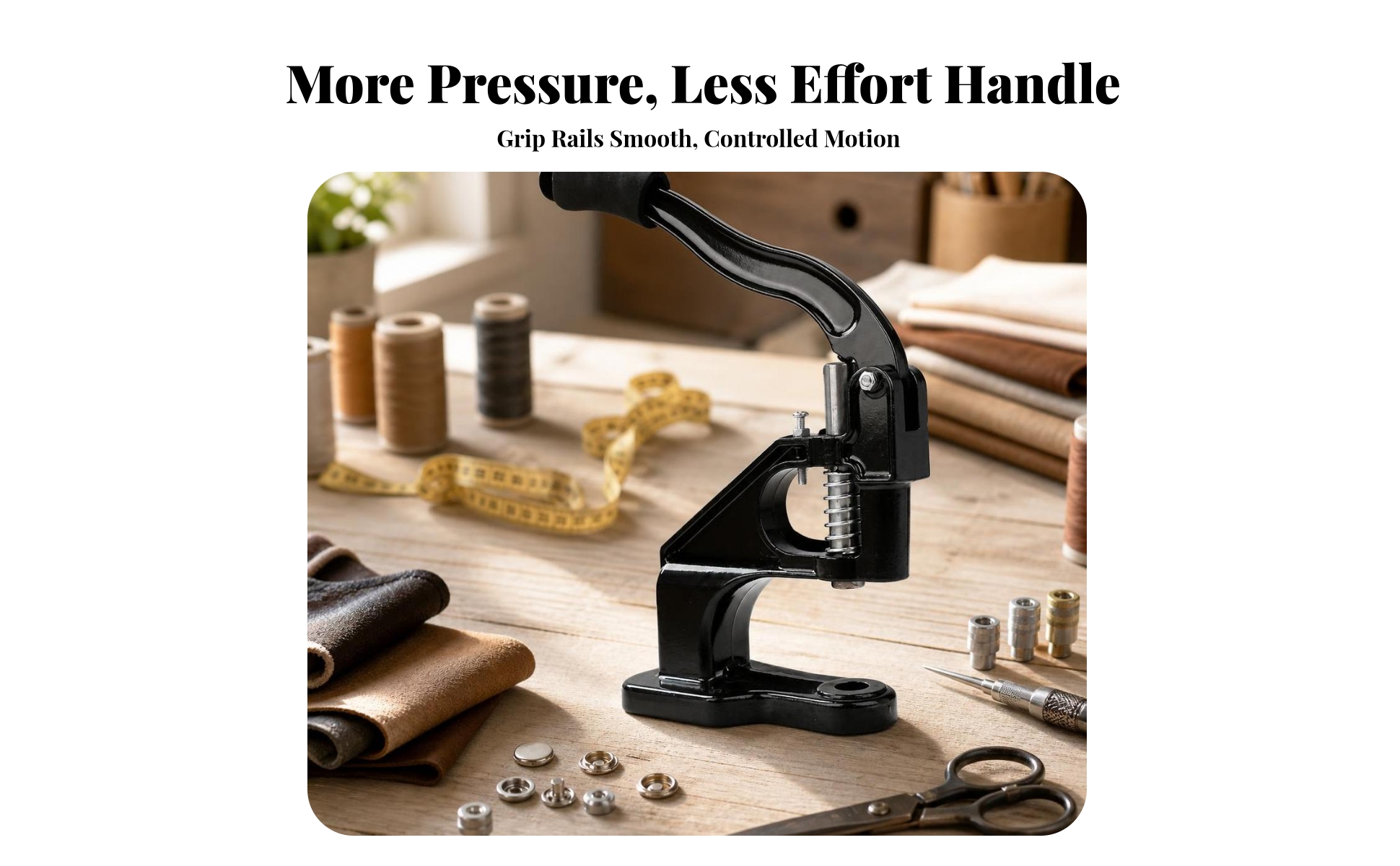 Rivet Press with Clamping Base Adjustable for Workbench, Leatherworkers, Tailors