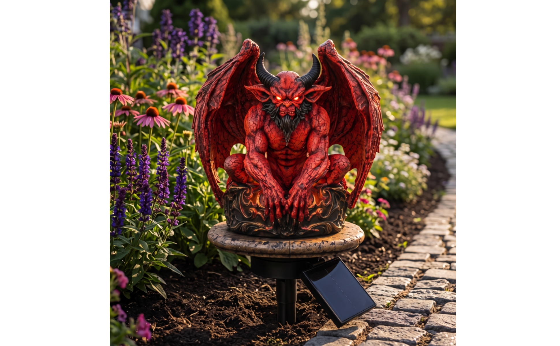 Gargoyle Garden Statue Light Gothic Gargoyle Garden Lamp Glowing Eyes for Patio