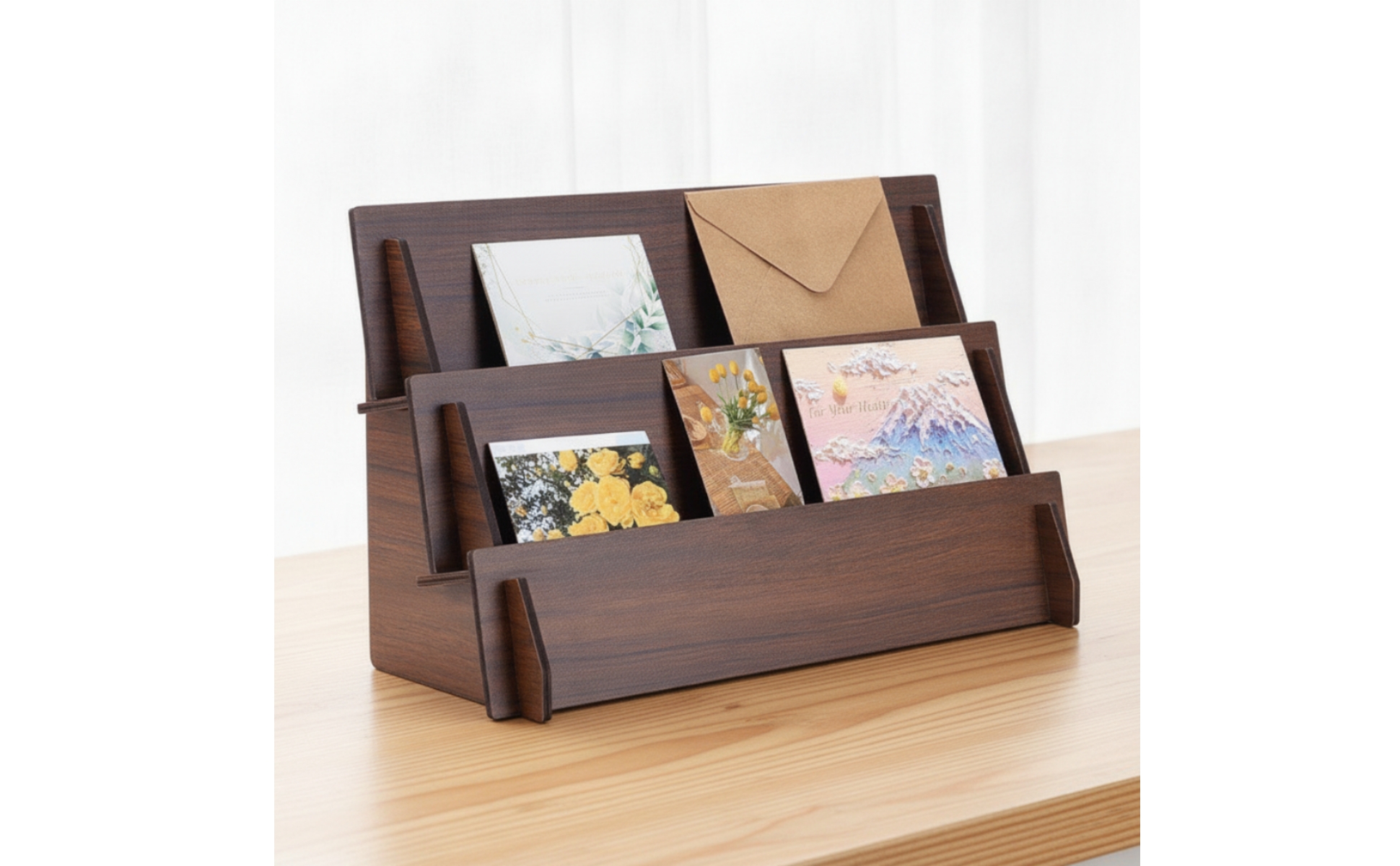 Three-Tier Wooden Display Riser Stepped for Retail Counters, Vendors, Collectors