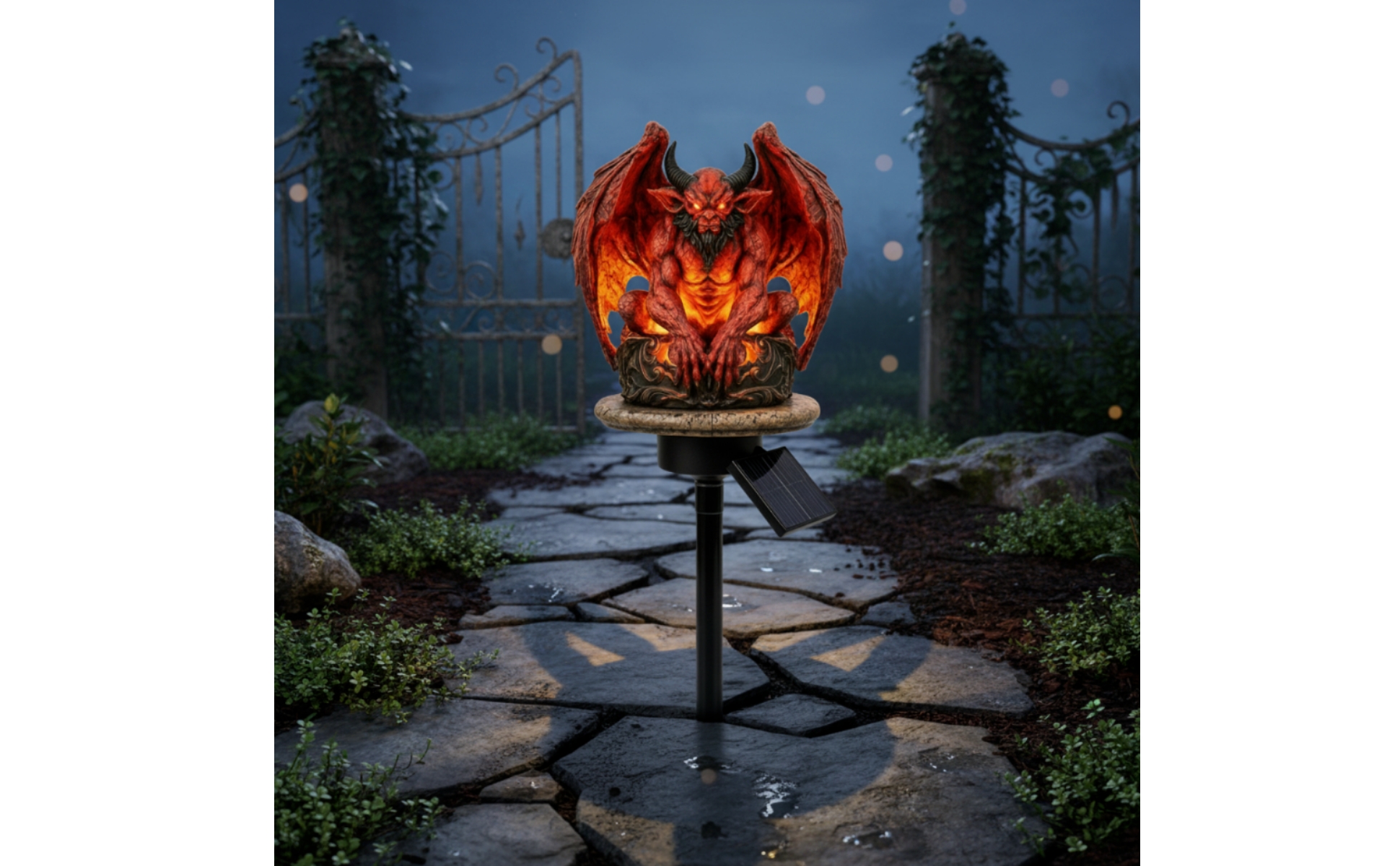 Gargoyle Garden Statue Light Gothic Gargoyle Garden Lamp Glowing Eyes for Patio