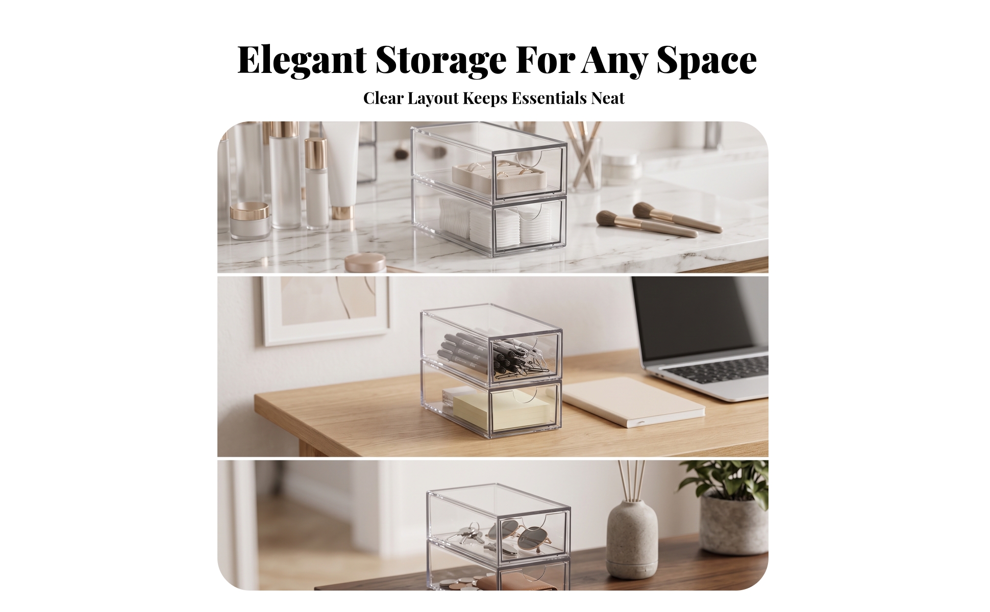 2 Stück Schubladen-Organizer aus Acryl transparent Acrylbox mit Schublade
