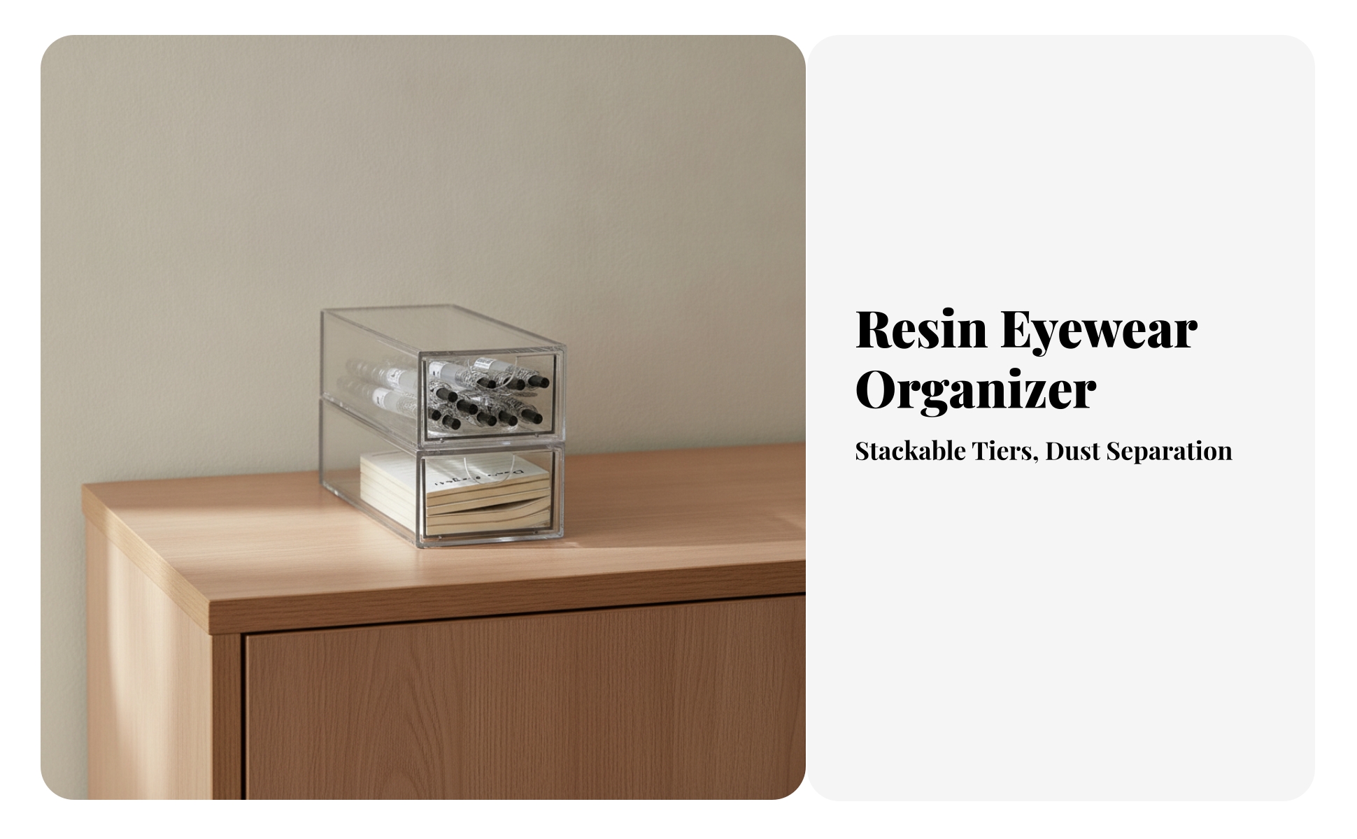 2 Stück Schubladen-Organizer aus Acryl transparent Acrylbox mit Schublade