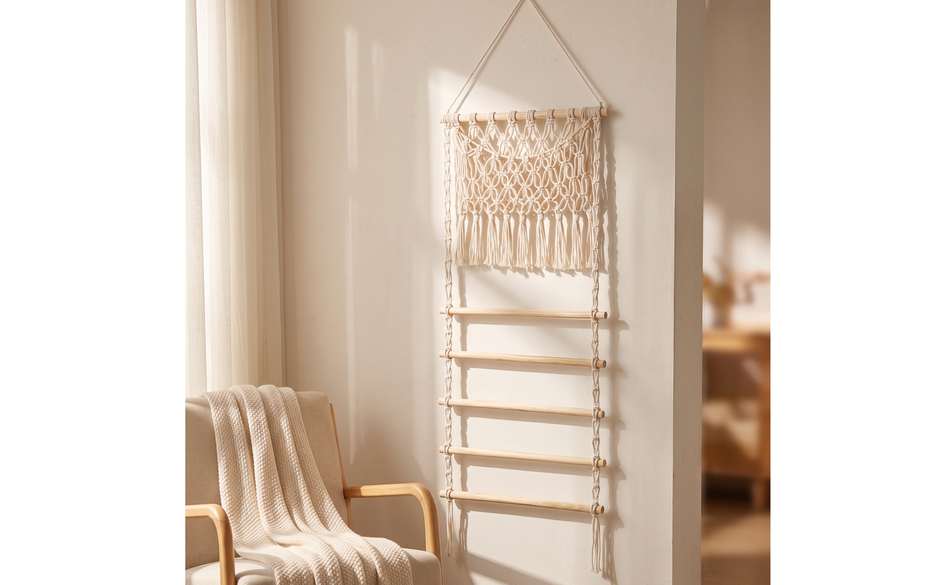 Macrame Wall Hanging with Pocket Decorative Woven Wall Pocket Handmade