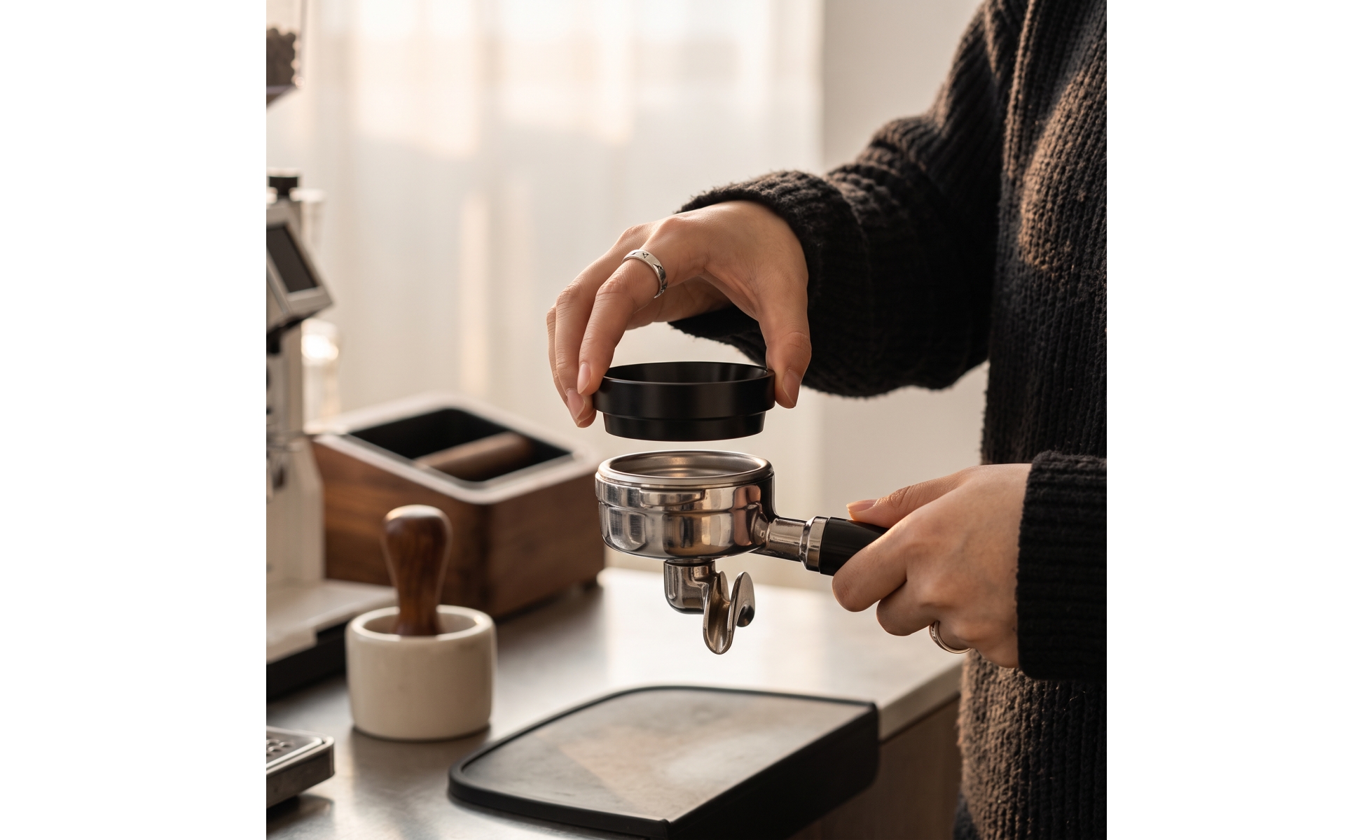 Dosierring mit Magnethaftend magnetisch Espressodosierring aus Aluminium