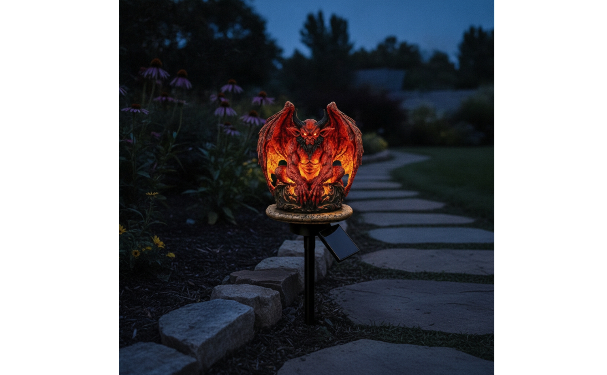 Gargoyle Garden Statue Light Gothic Gargoyle Garden Lamp Glowing Eyes for Patio