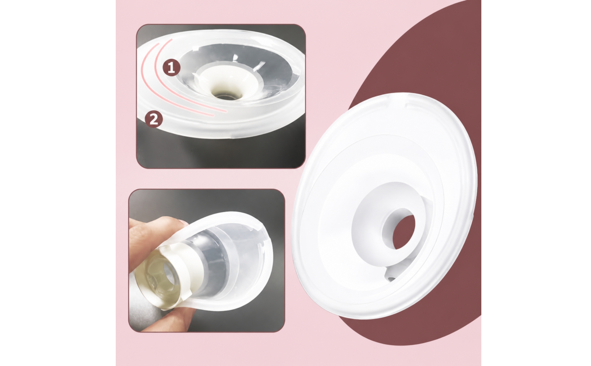 Silicone Flange Insert 24mm Breast Pump Flange Insert Double-Sealed for Travel