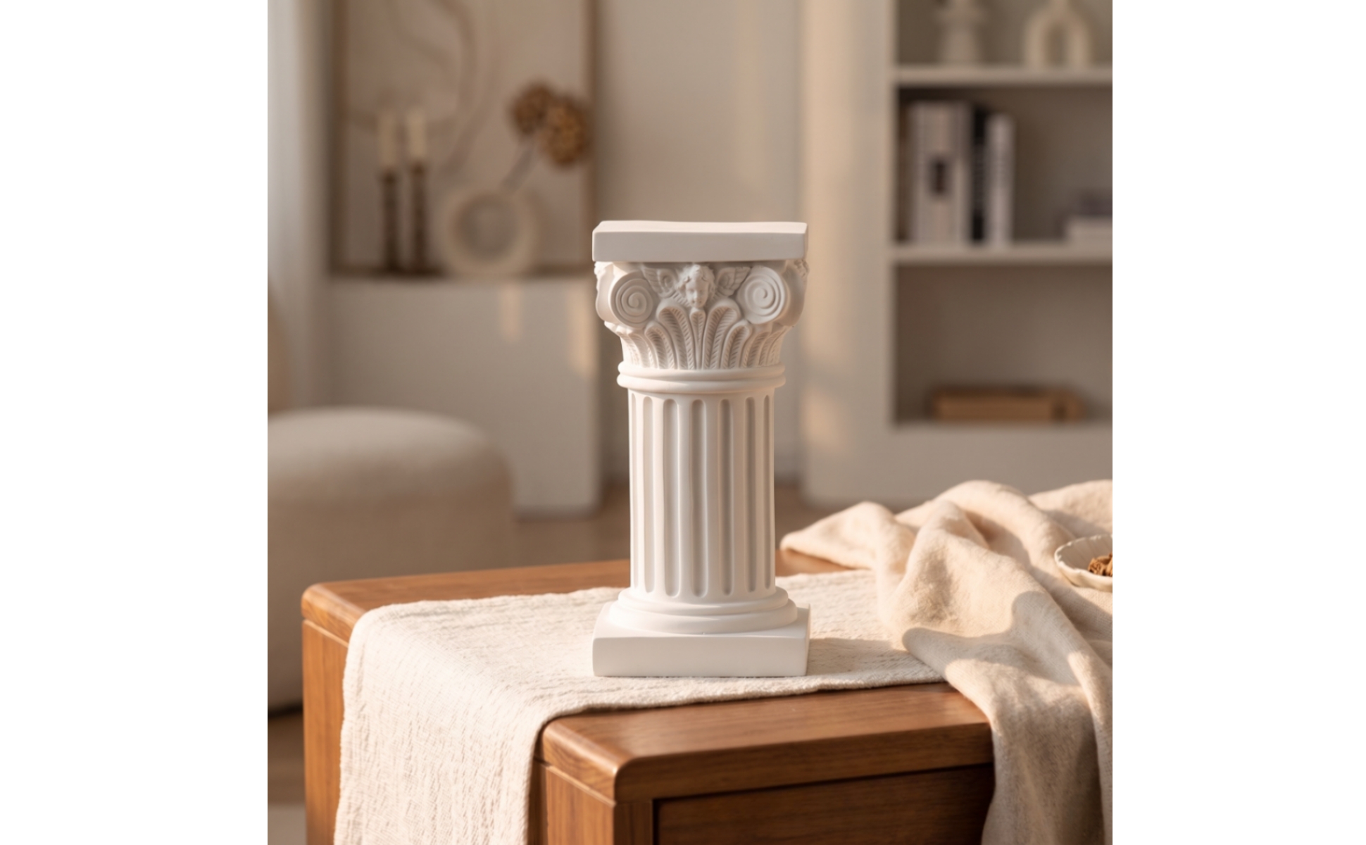 Roman Column Pedestal Classical Decorative Pedestal with Cherub Ornate