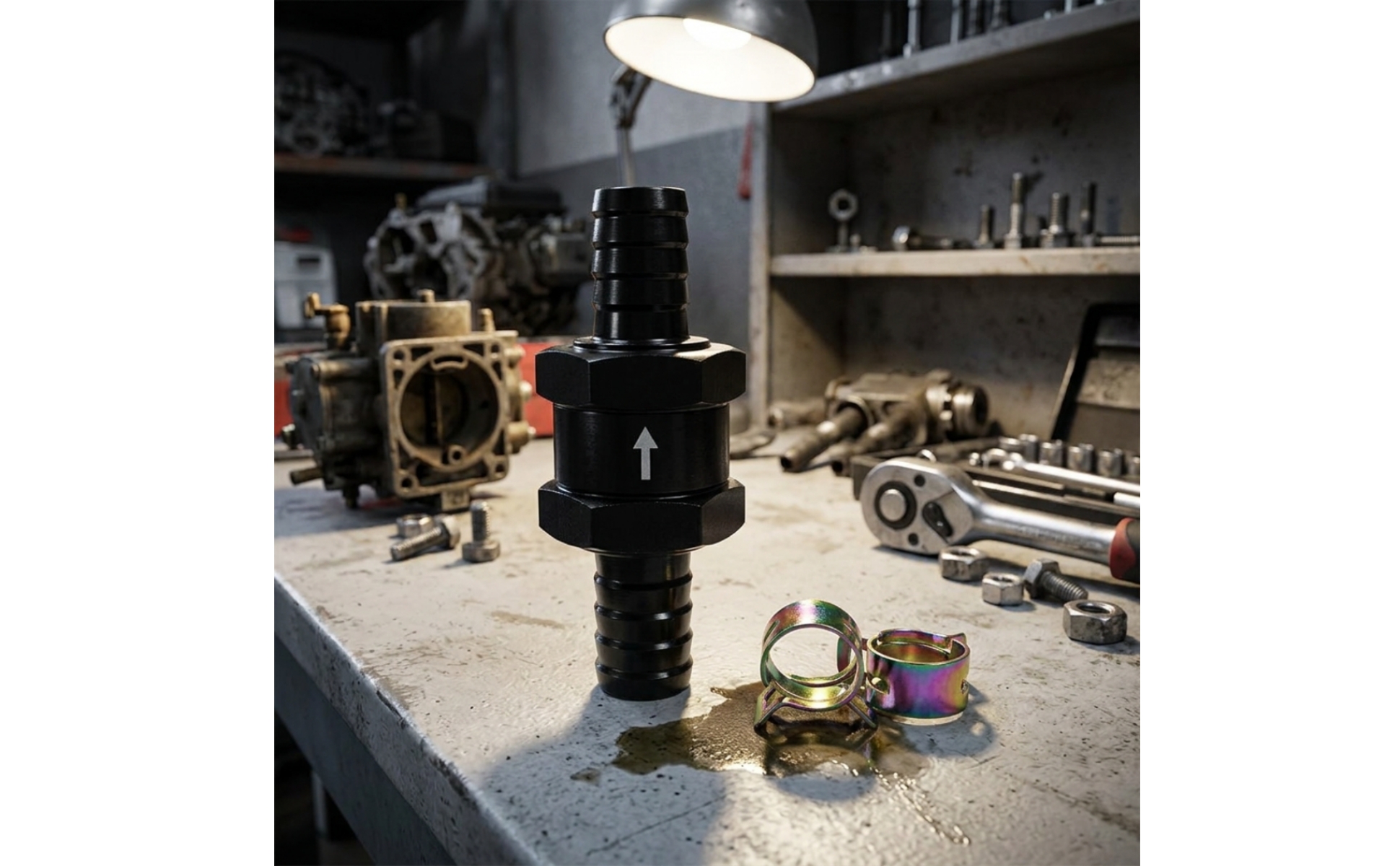 One-Way Check Valve Inline Fuel One-Way Check Valve with Hose Clamps Barbed