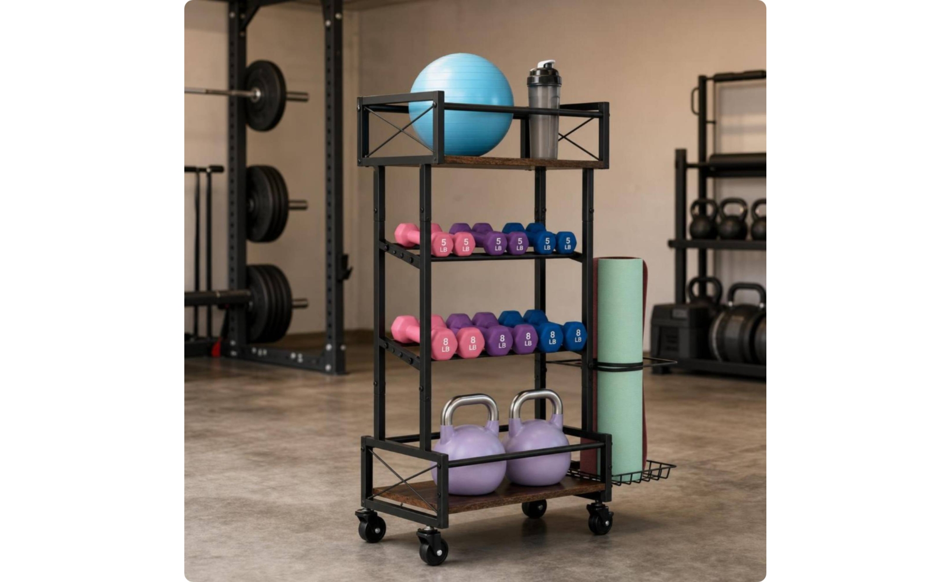 Sports Ball Storage Rack Wheeled Ball Rack with Wheels Rolling for Athletes