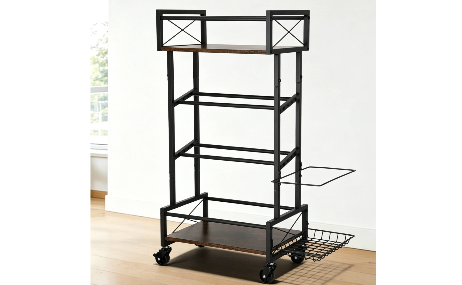 Sports Ball Storage Rack Wheeled Ball Rack with Wheels Rolling for Athletes