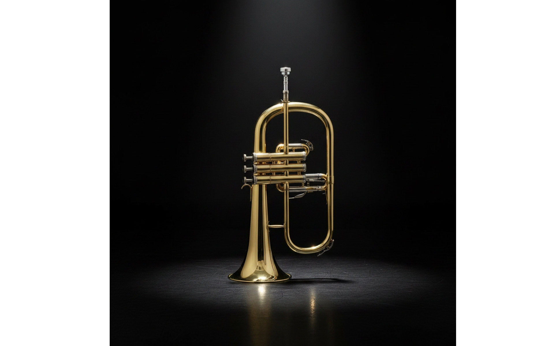 Flugelhorn Gold-Colored B-Flat Flugelhorn Three-Valve for Rehearsals, Musicians