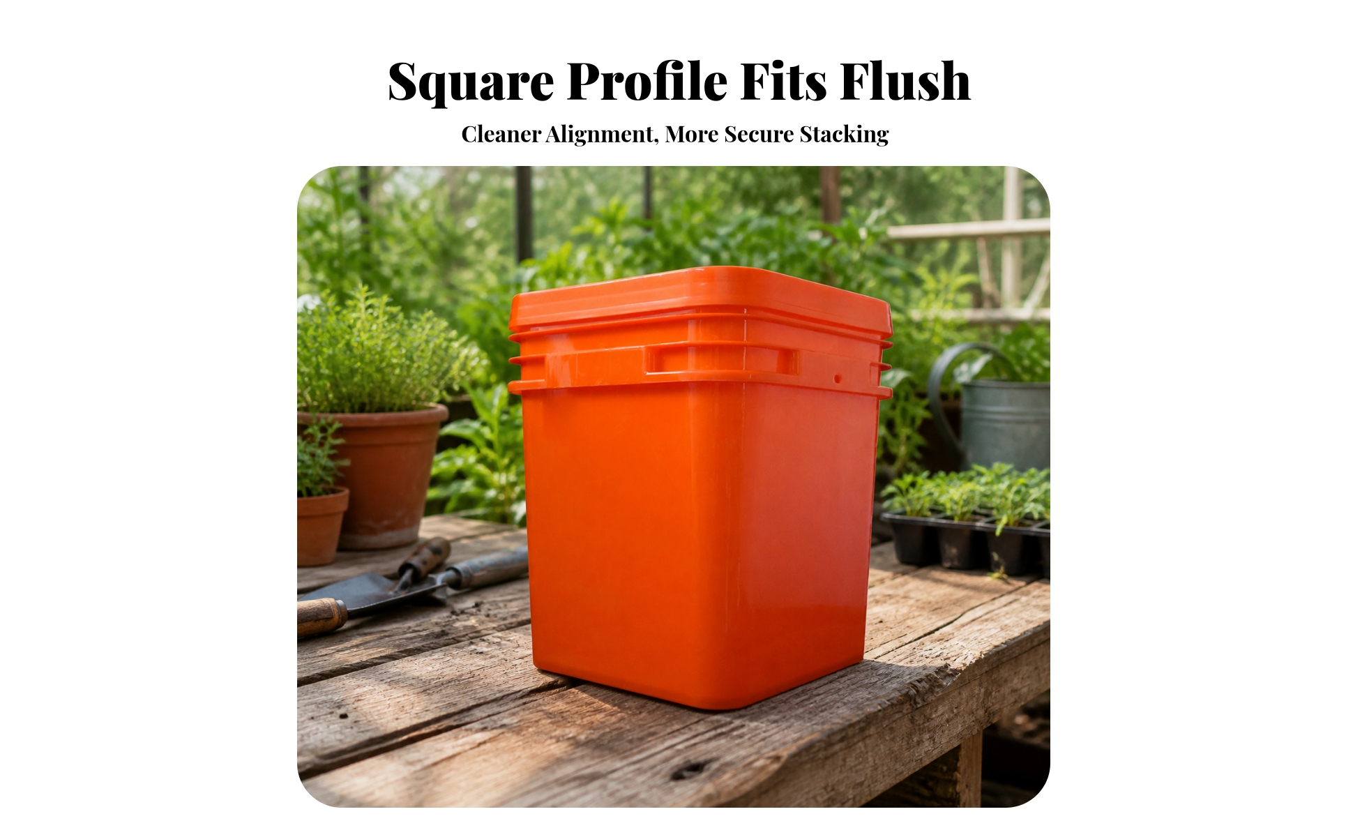 Square Bucket with Lid Wide Rim Rectangular Pail for Workshop Storage