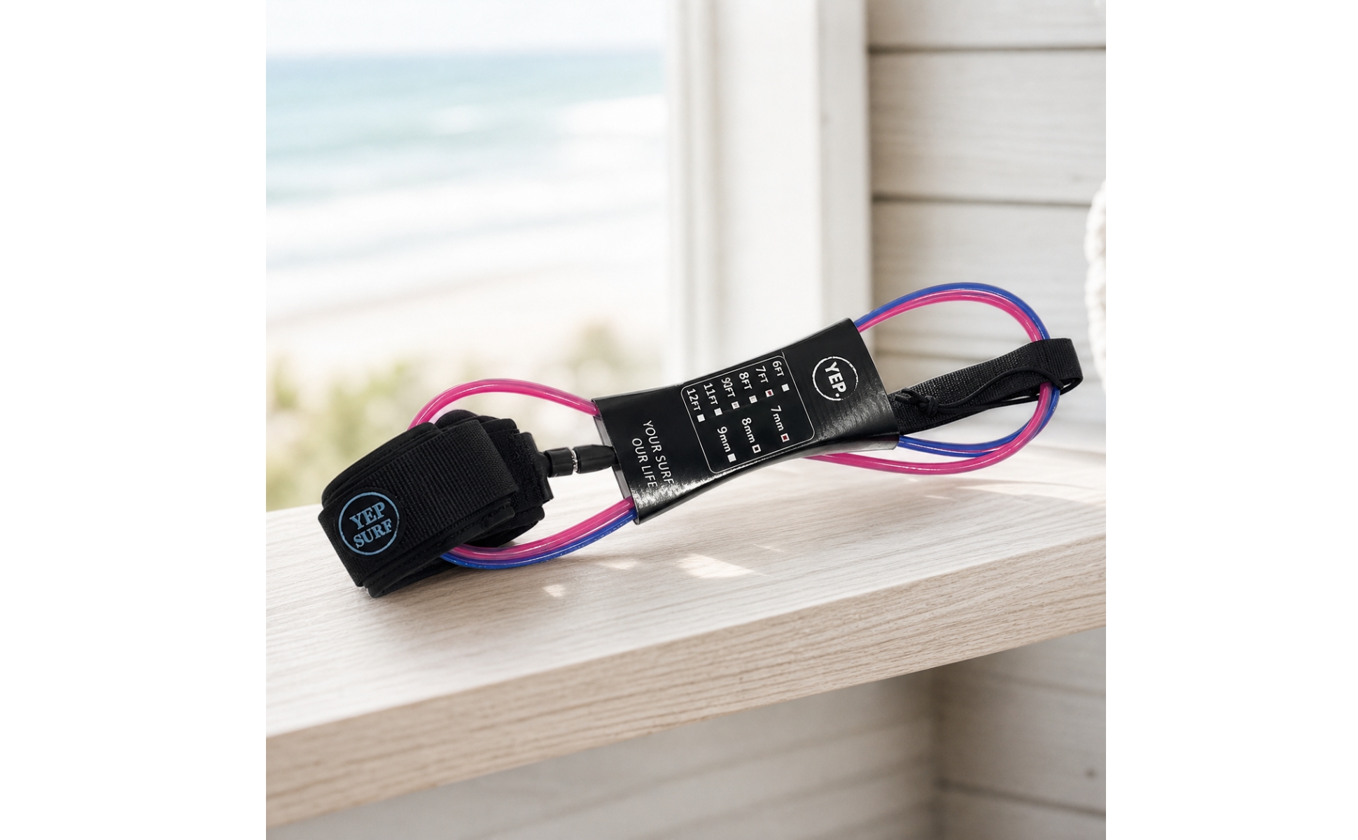 Surfboard Leash with Coiled Cord Cushioned Coiled Leash with Ankle Cuff