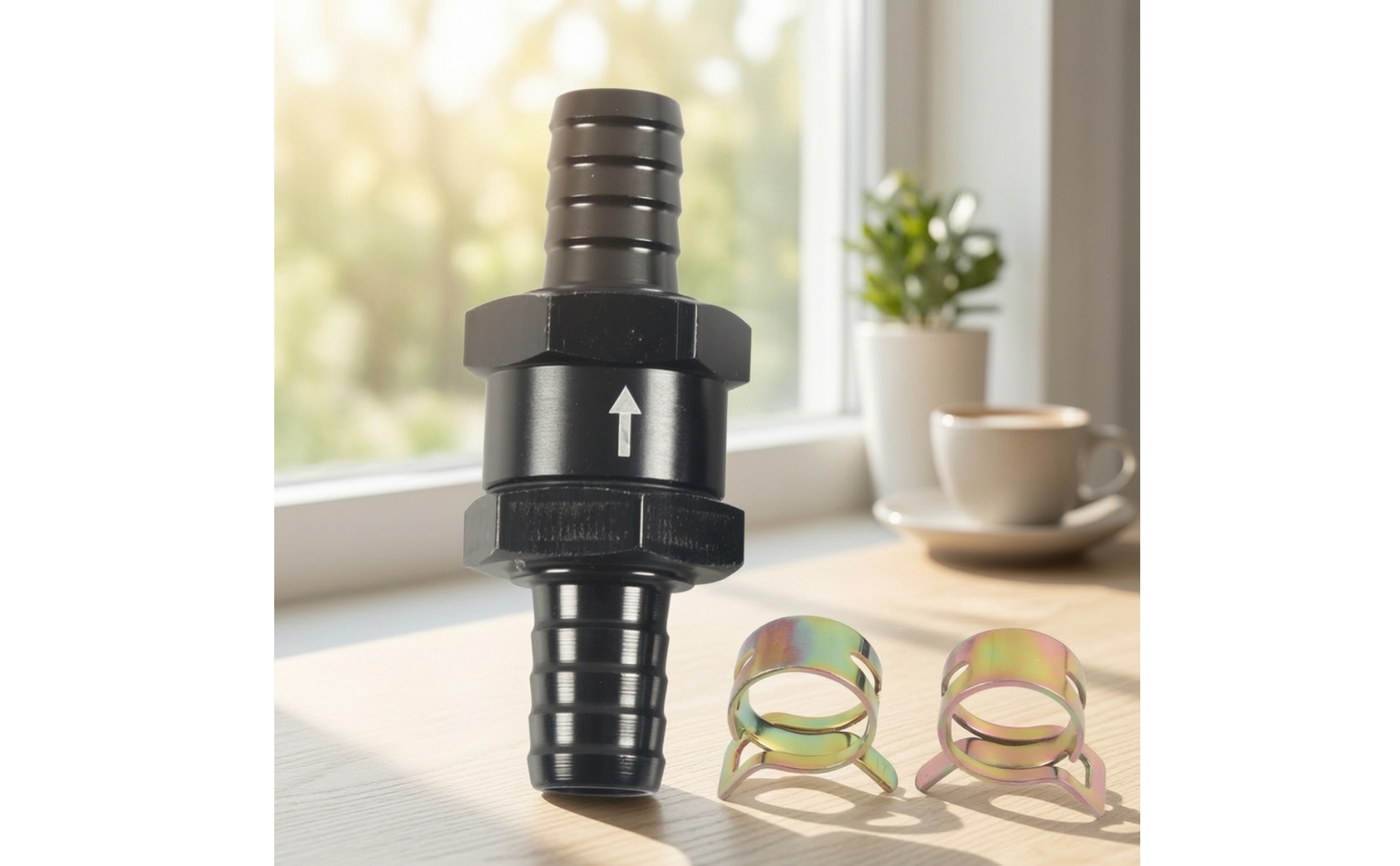 One-Way Check Valve Inline Fuel One-Way Check Valve with Hose Clamps Barbed