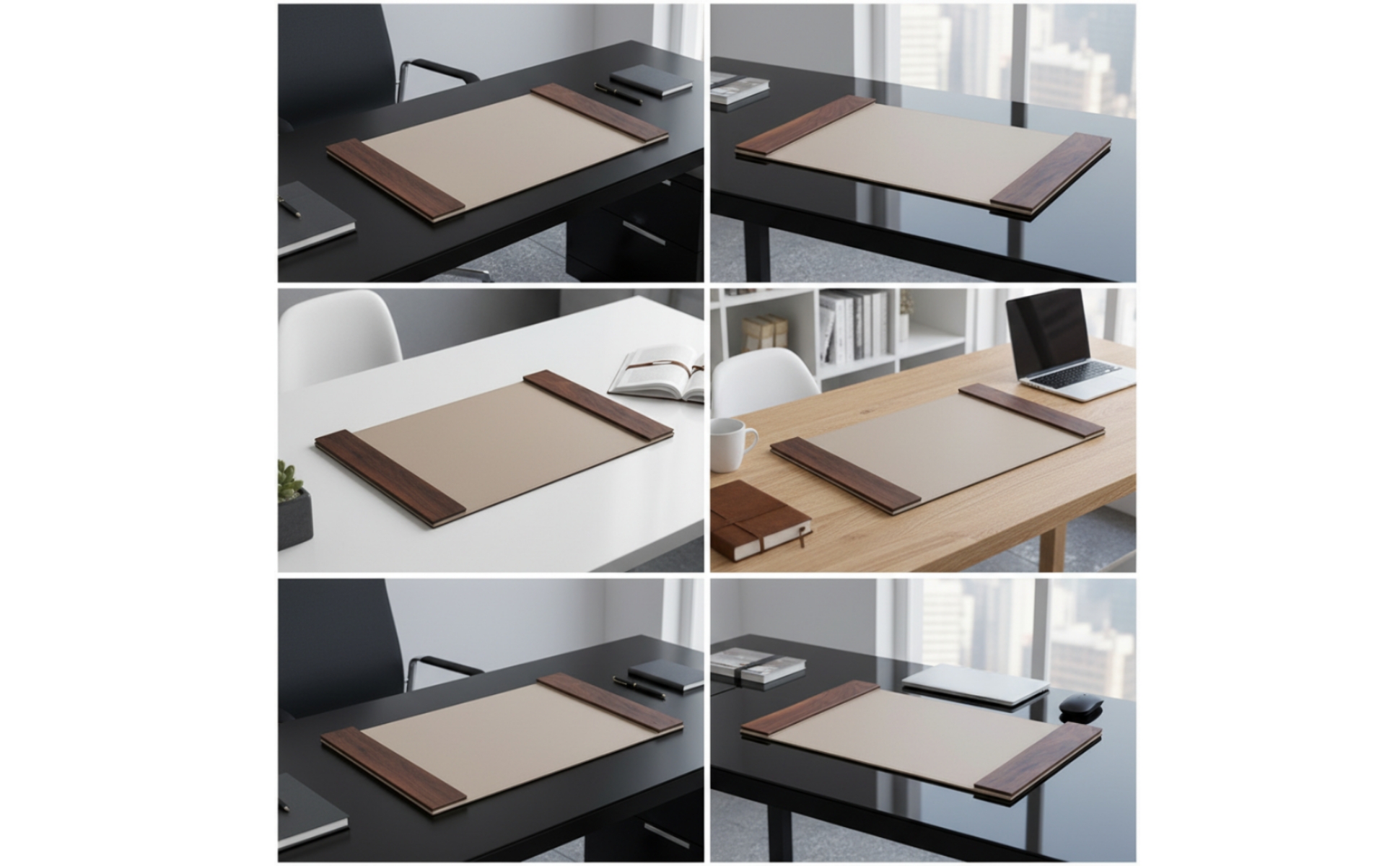 Sous-Main En Cuir Rectangulaire Tapis de Bureau avec Bords Cousus Fin