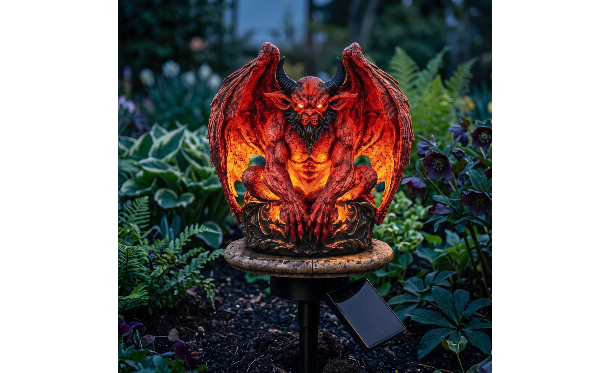 Gargoyle Garden Statue Light Gothic Gargoyle Garden Lamp Glowing Eyes for Patio