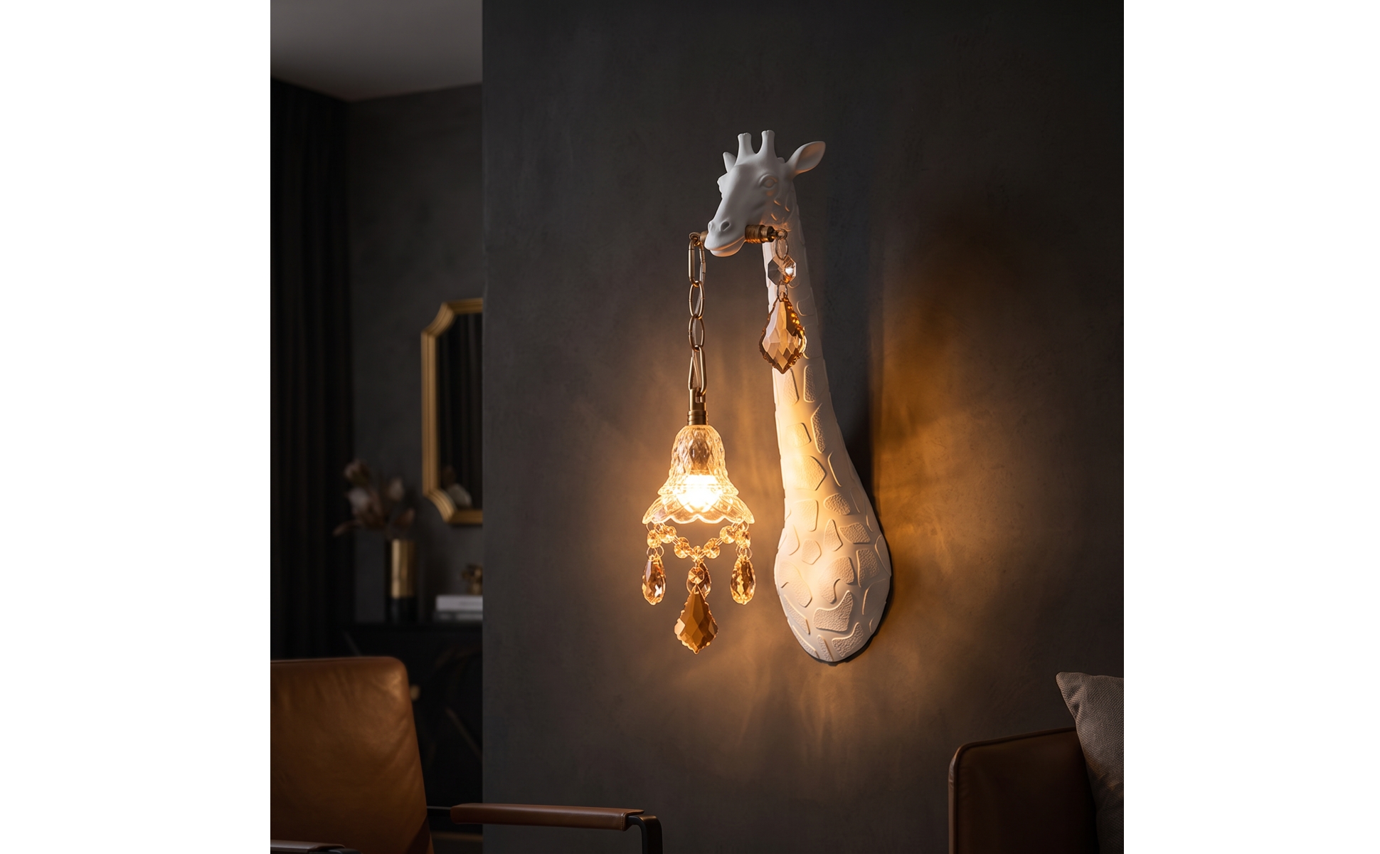 Giraffe Wall Lamp LED Animal Wall Light Sculpted for Bedroom, Living Room